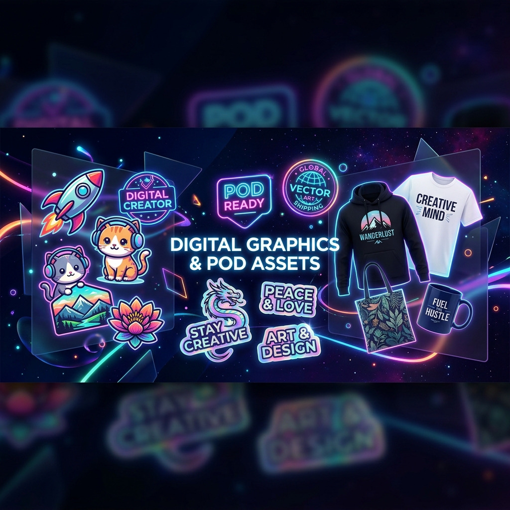 Digital Vector Clipart & POD Merchandise Showcase