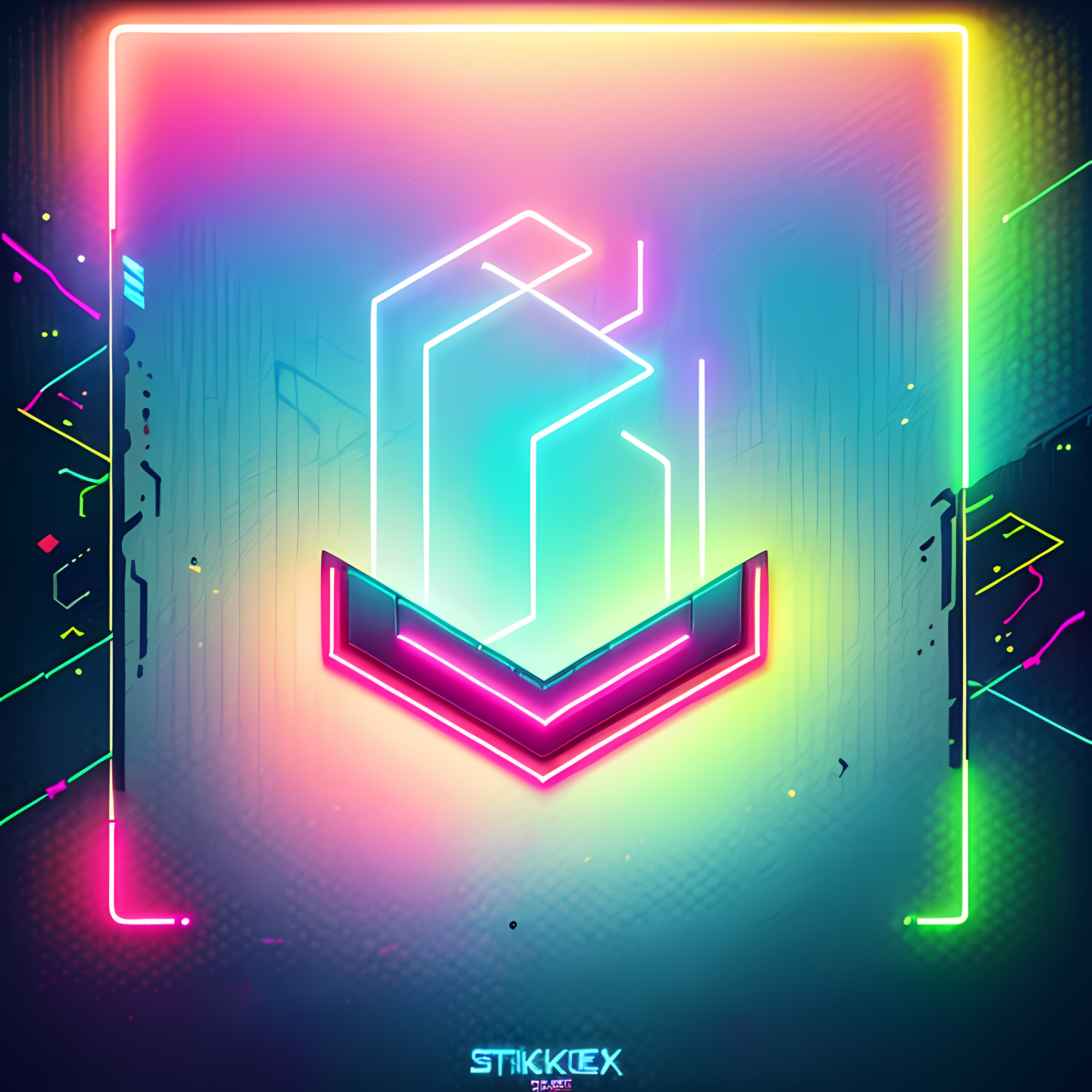Cyberpunk Neon Synthwave Vol. 040 Vinyl Sticker Sheet Mockup