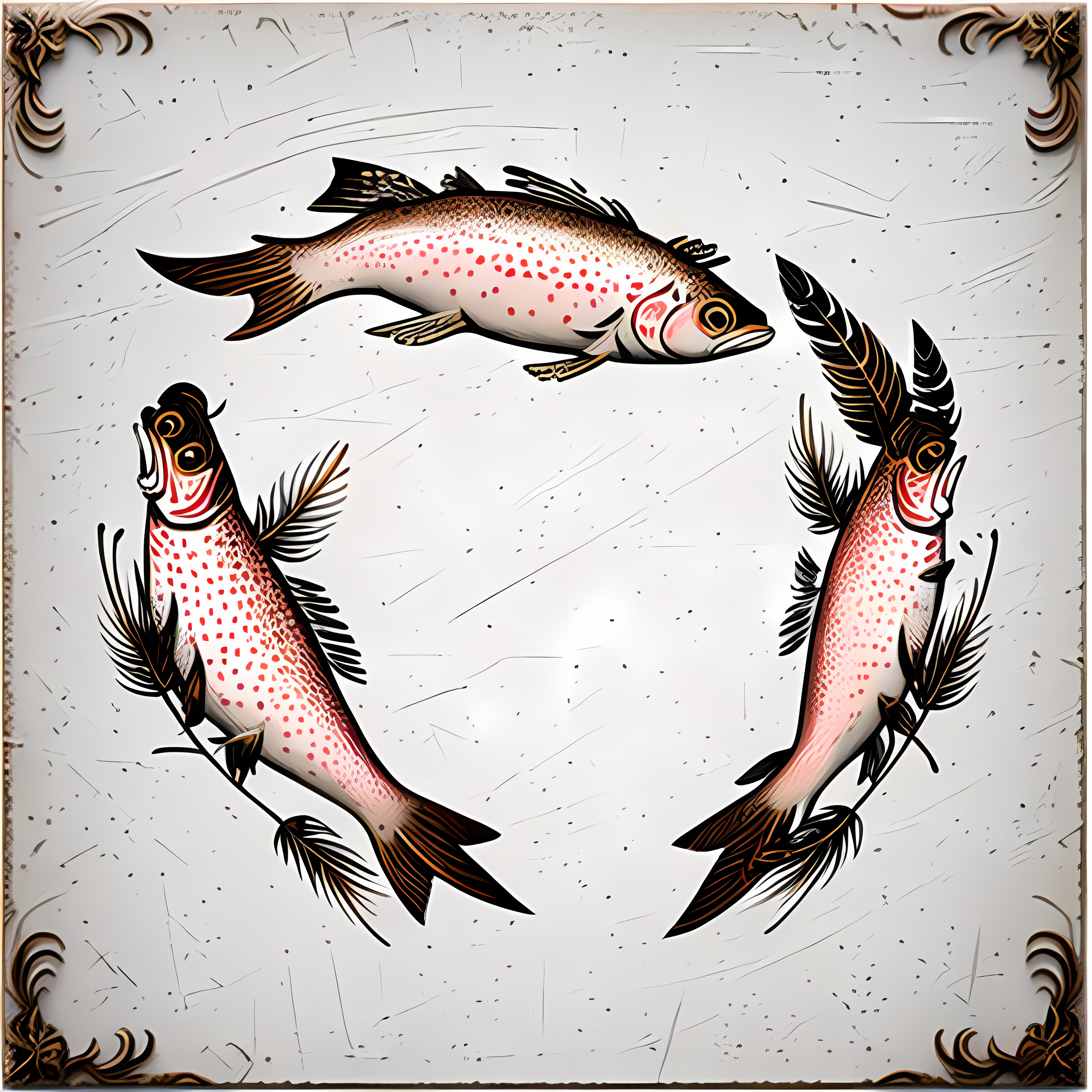 Vintage Trout Rustic Wildlife Vol. 060 Vinyl Sticker Sheet Mockup