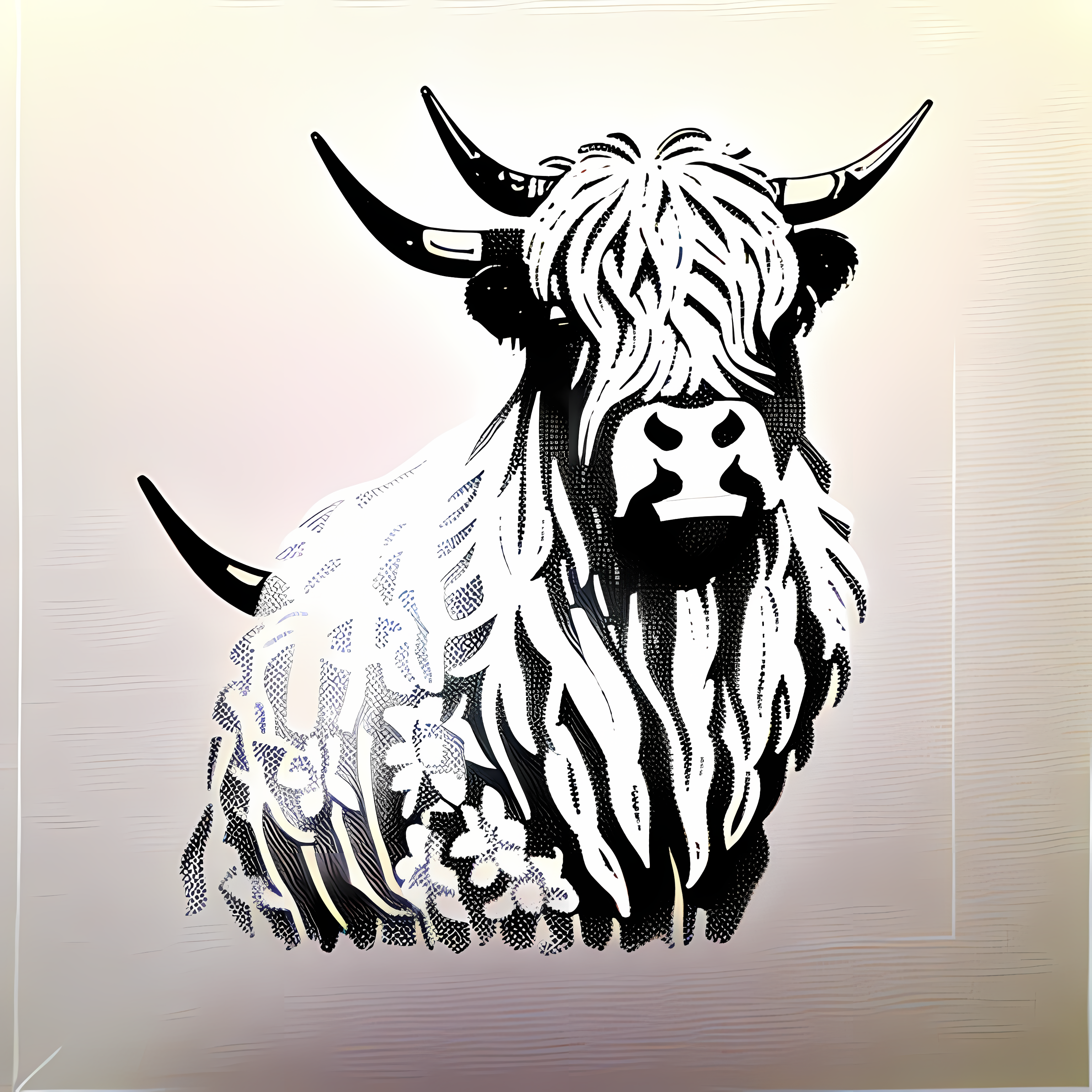 Highland Cows Floral Boho Vol. 064 Vinyl Sticker Sheet Mockup