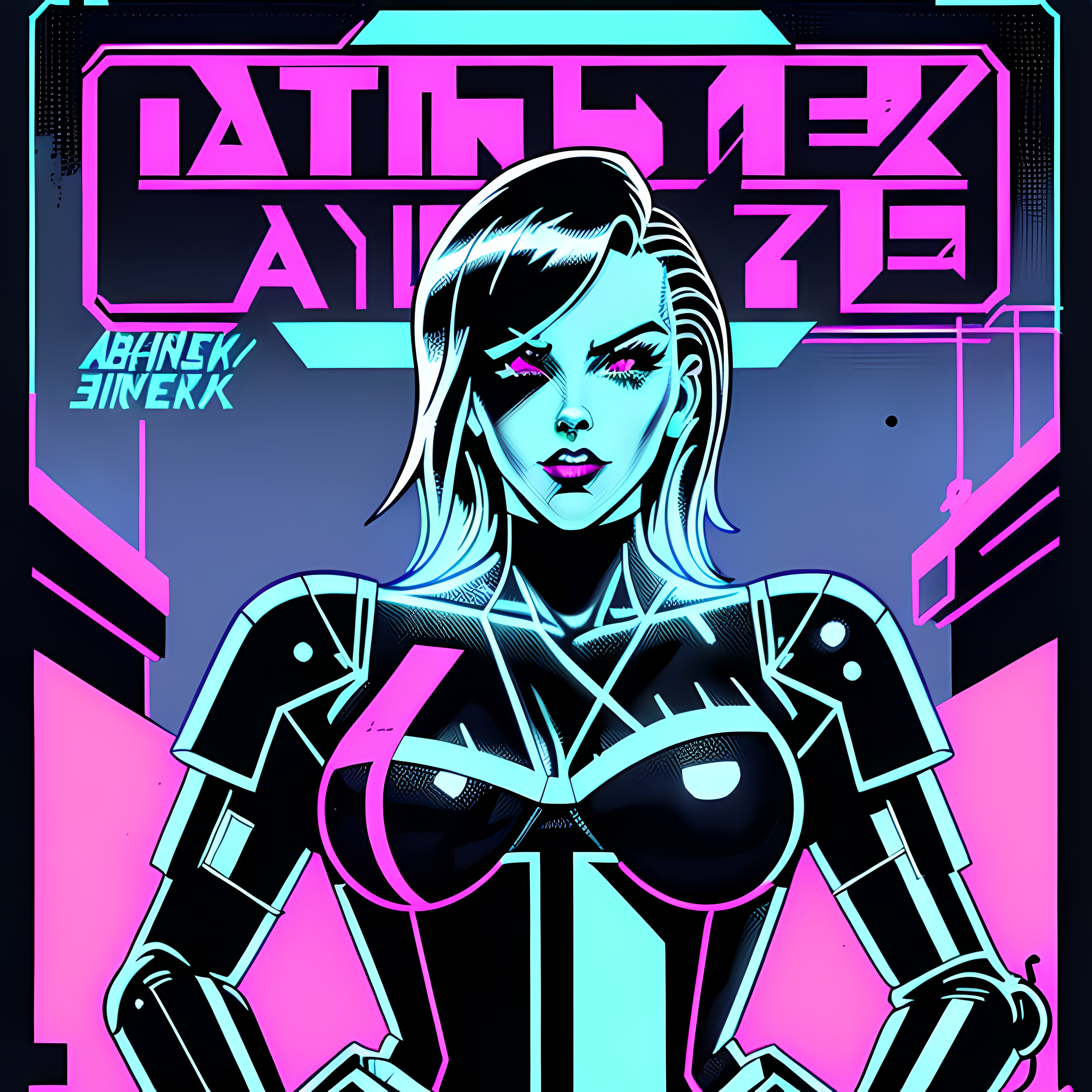 Cyberpunk Neon Synthwave Vol. 066 Vinyl Sticker Sheet Mockup