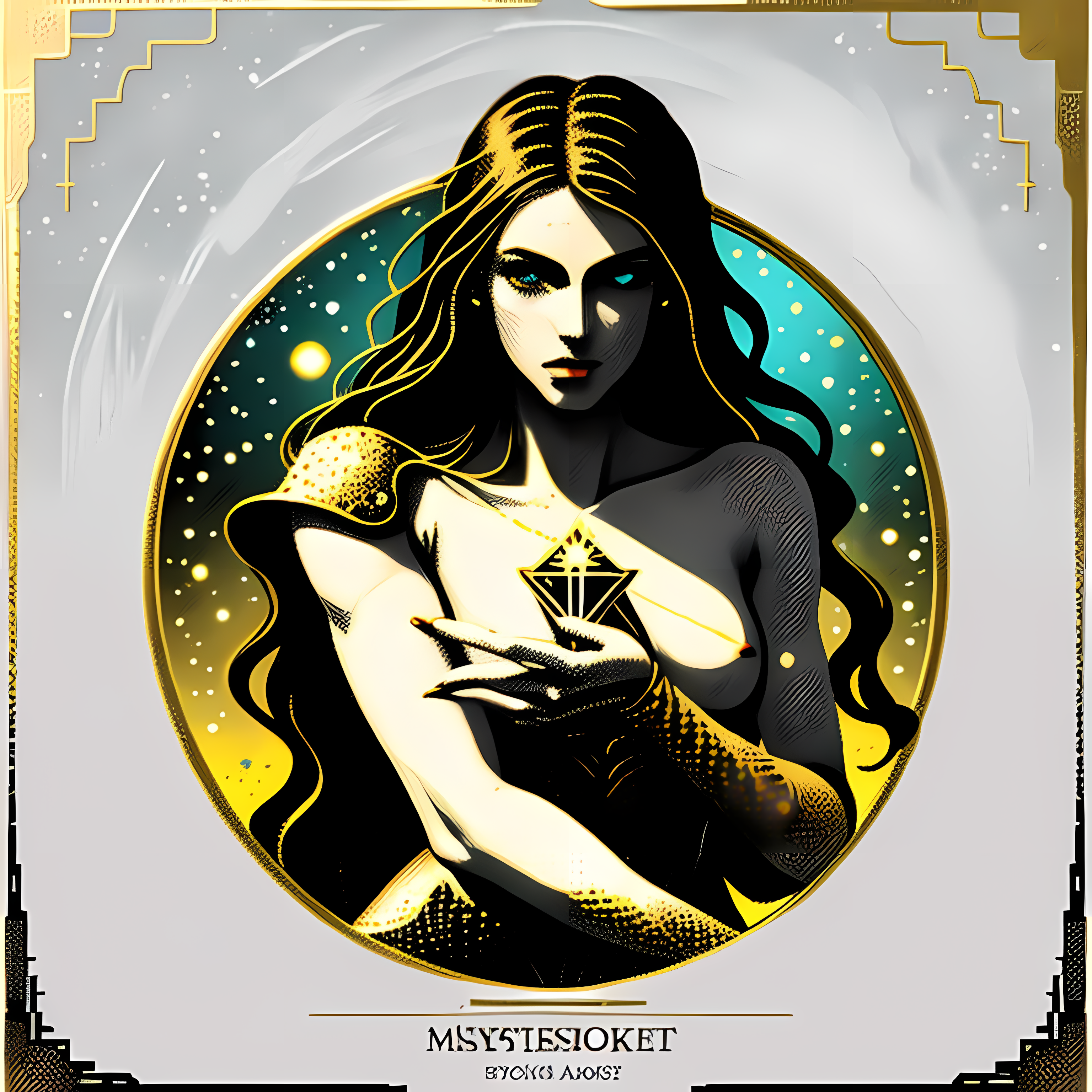 Mystical Tarot Celestial Gold Vol. 067 Vinyl Sticker Sheet Mockup