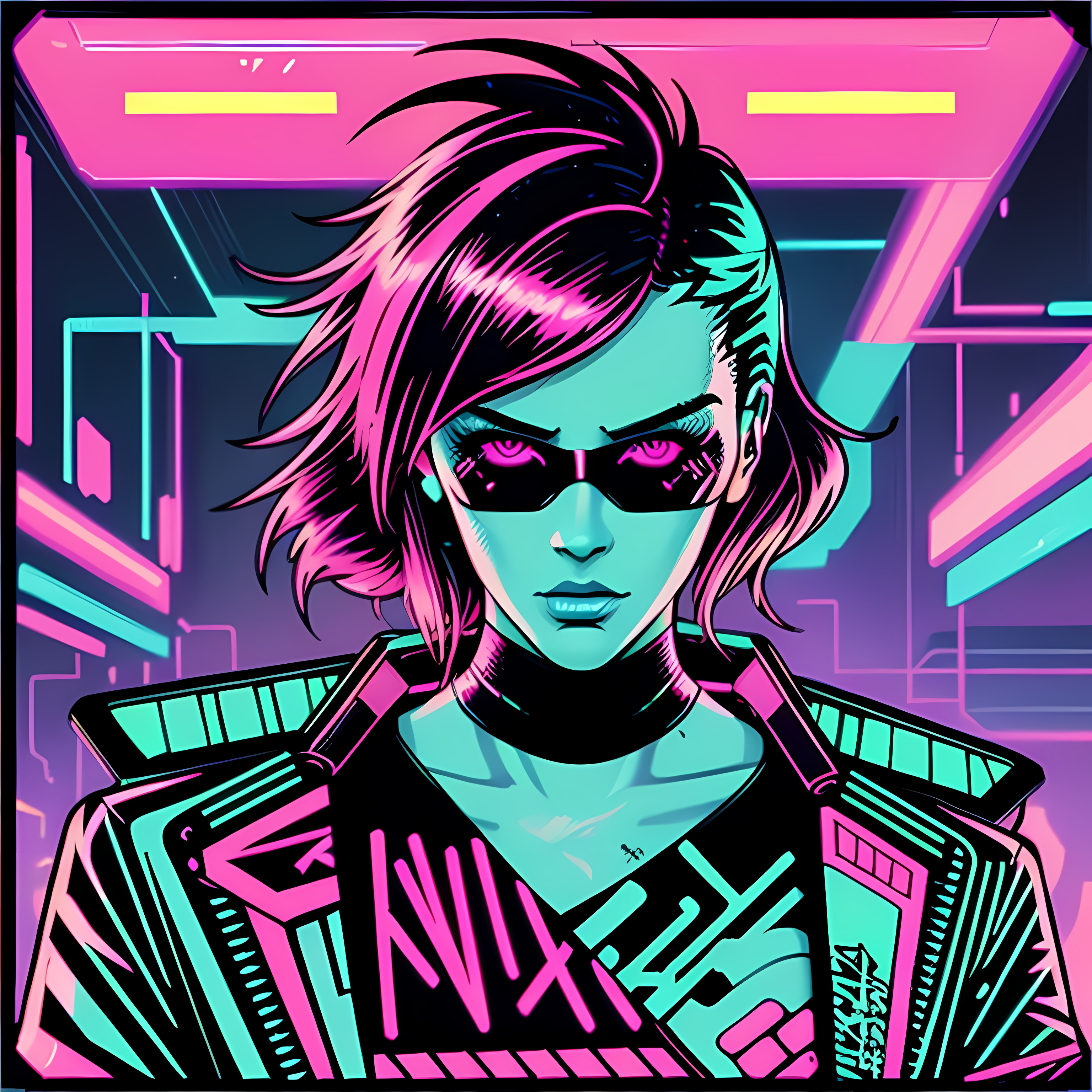 Cyberpunk Neon Synthwave Vol. 078 Vinyl Sticker Sheet Mockup