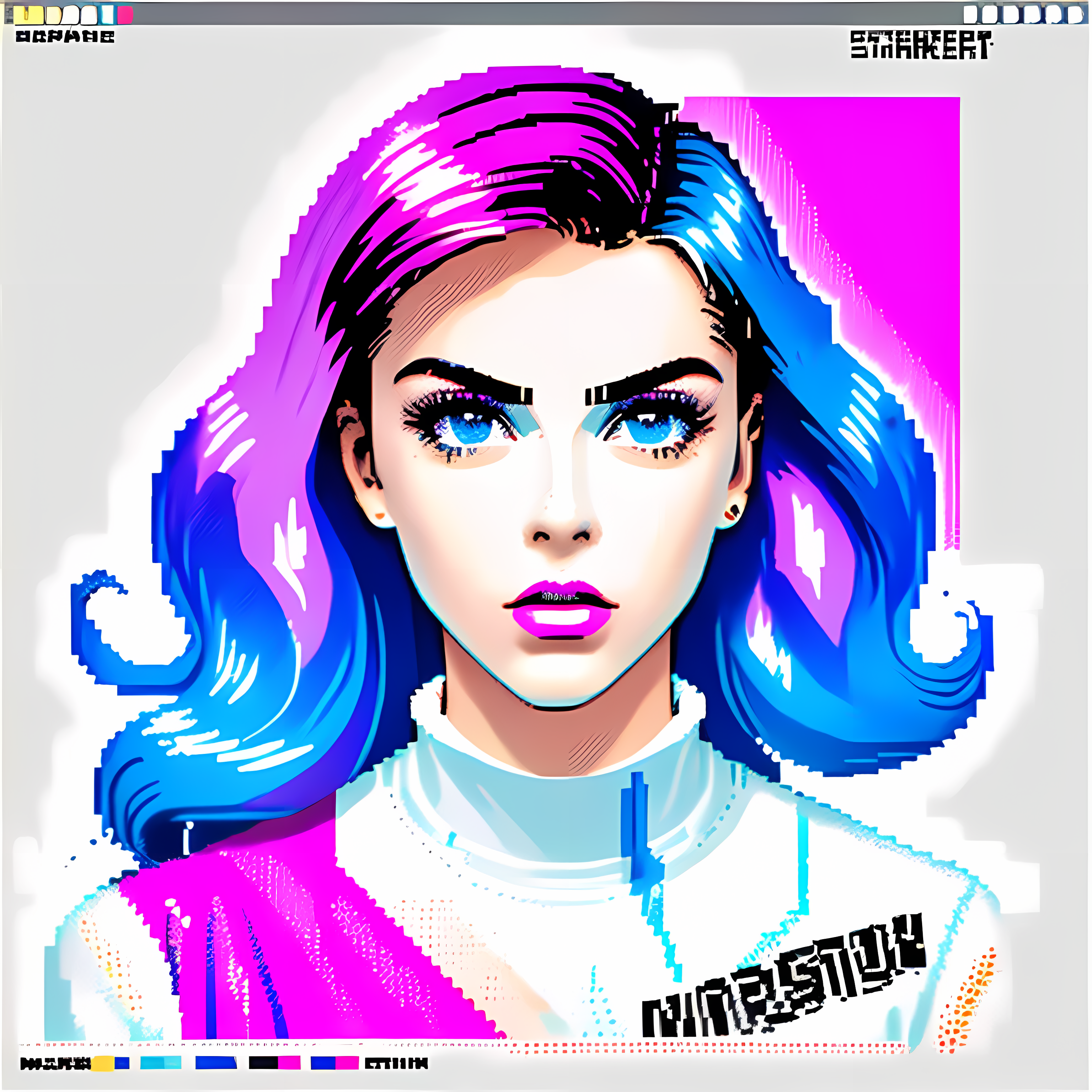 Retro Tech Glitch Vaporwave Vol. 086 Vinyl Sticker Sheet Mockup