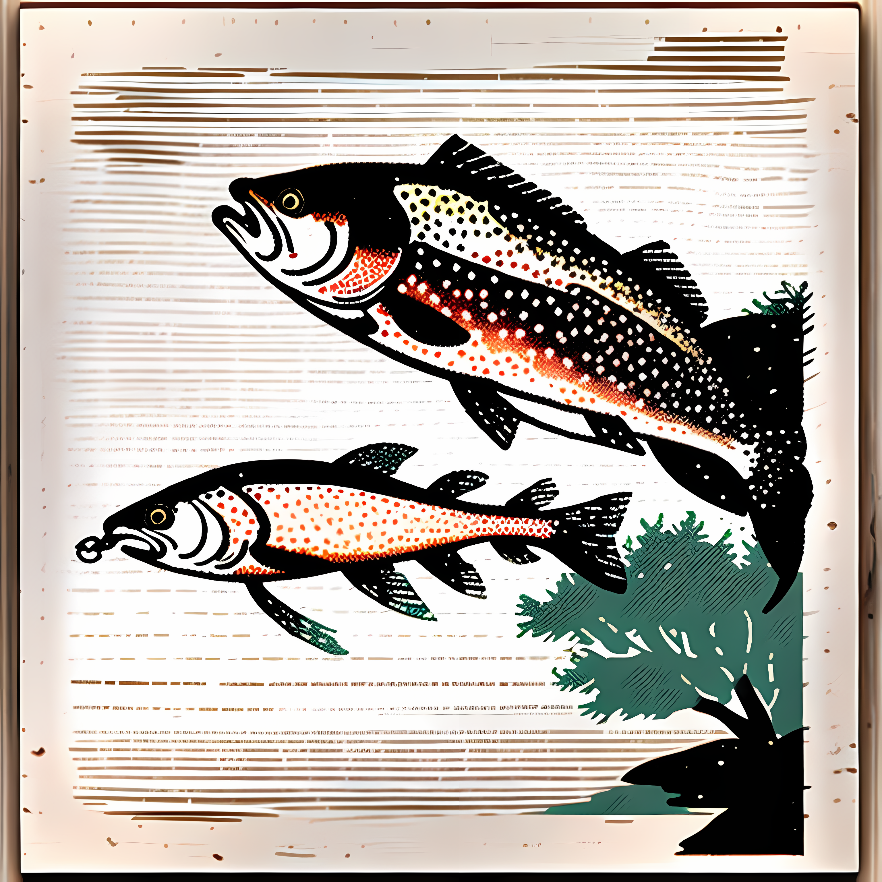 Vintage Trout Rustic Wildlife Vol. 098 Vinyl Sticker Sheet Mockup
