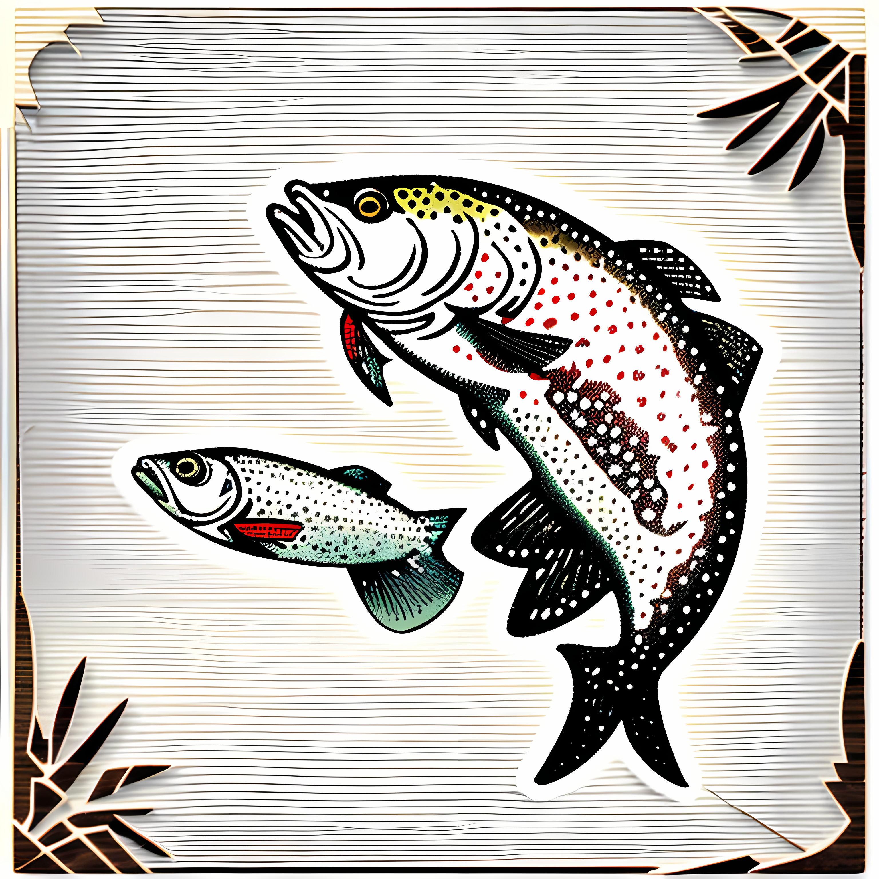 Vintage Trout Rustic Wildlife Vol. 099 Vinyl Sticker Sheet Mockup