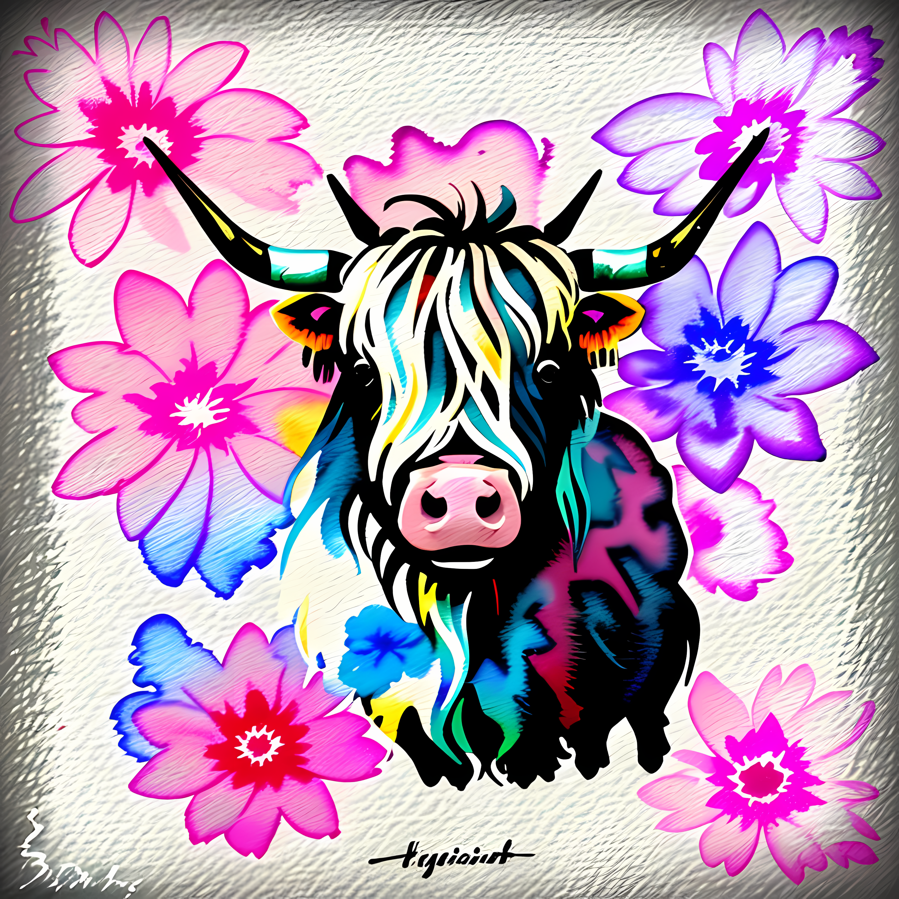 Highland Cows Floral Boho Vol. 113 Graphic Tee Mockup