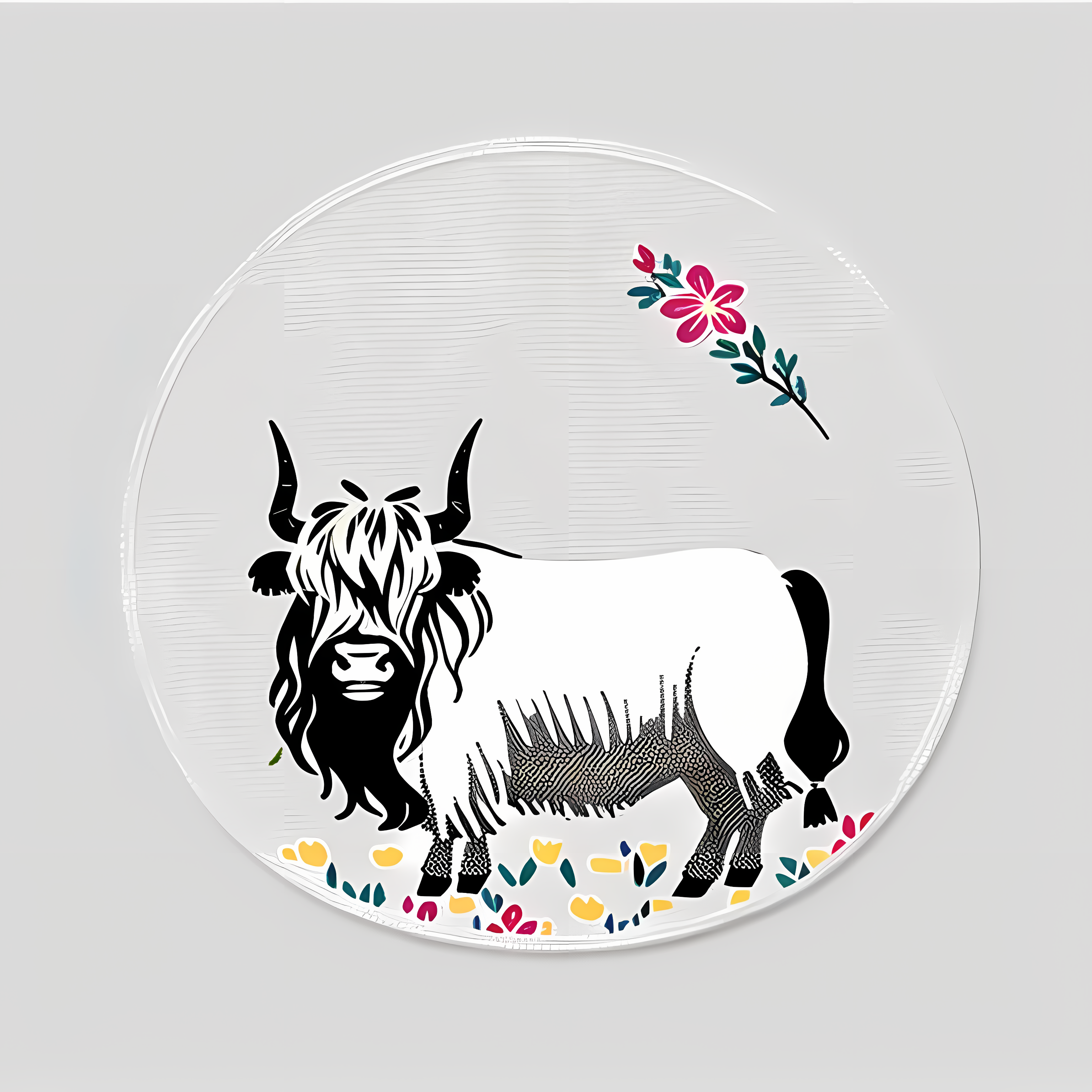 Highland Cows Floral Boho Vol. 121 Graphic Tee Mockup