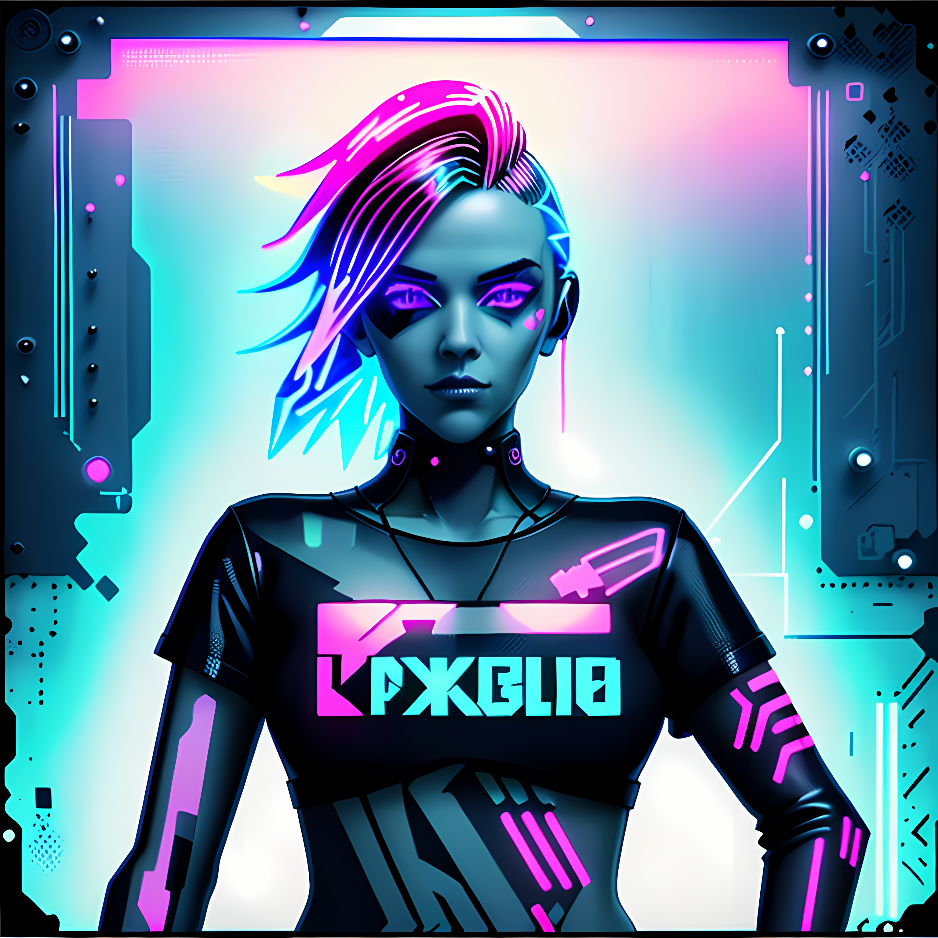 Cyberpunk Neon Synthwave Vol. 131 Graphic Tee Mockup