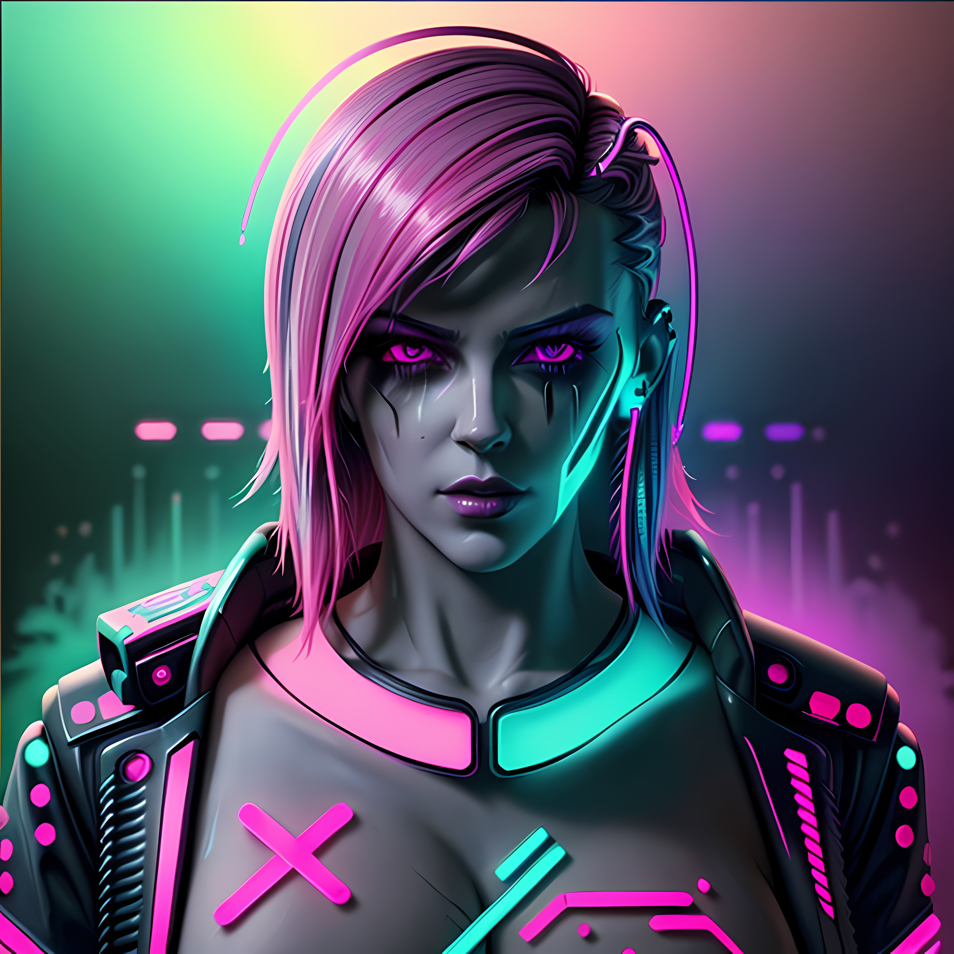 Cyberpunk Neon Synthwave Vol. 140 Graphic Tee Mockup