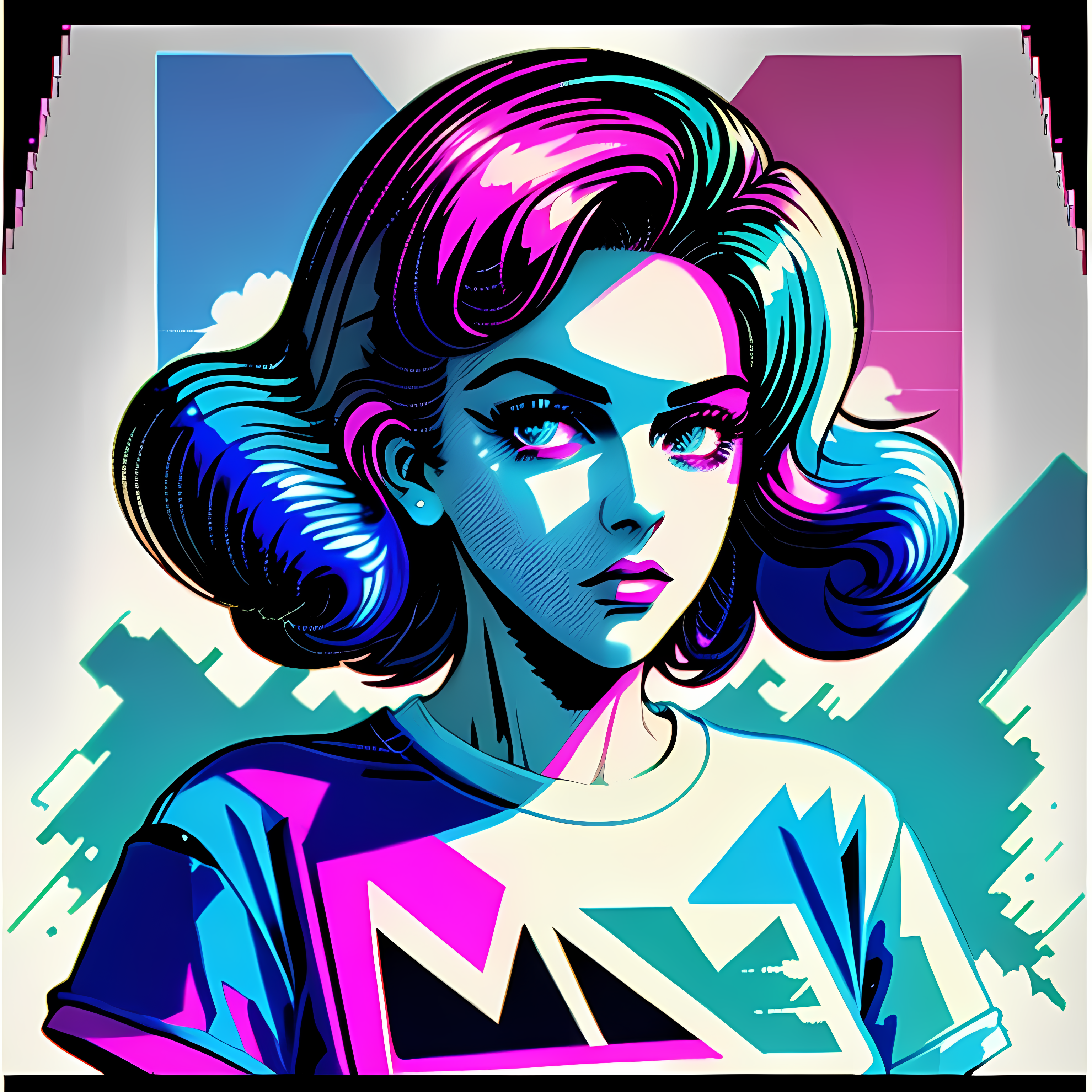 Retro Tech Glitch Vaporwave Vol. 155 Graphic Tee Mockup