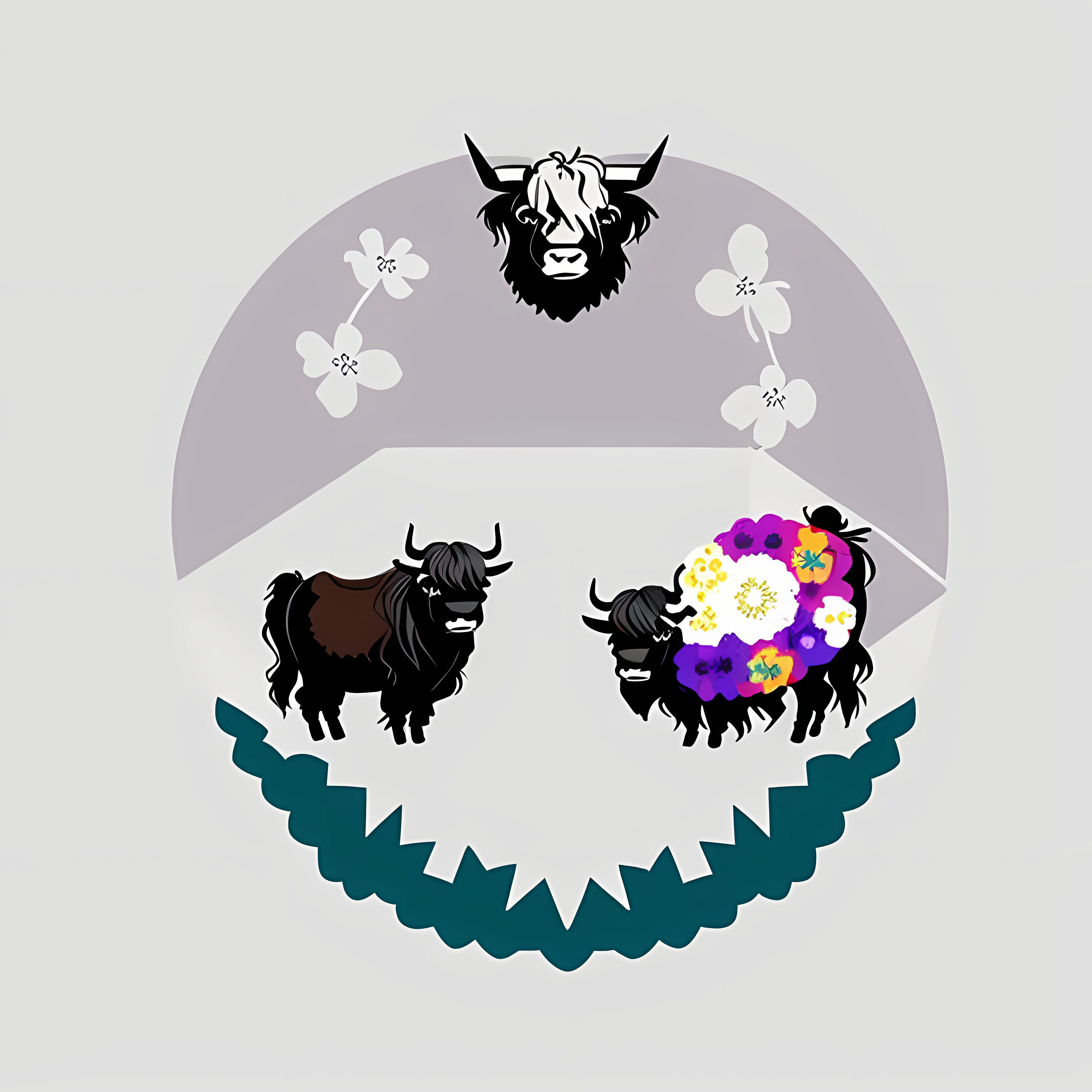 Highland Cows Floral Boho Vol. 174 Graphic Tee Mockup