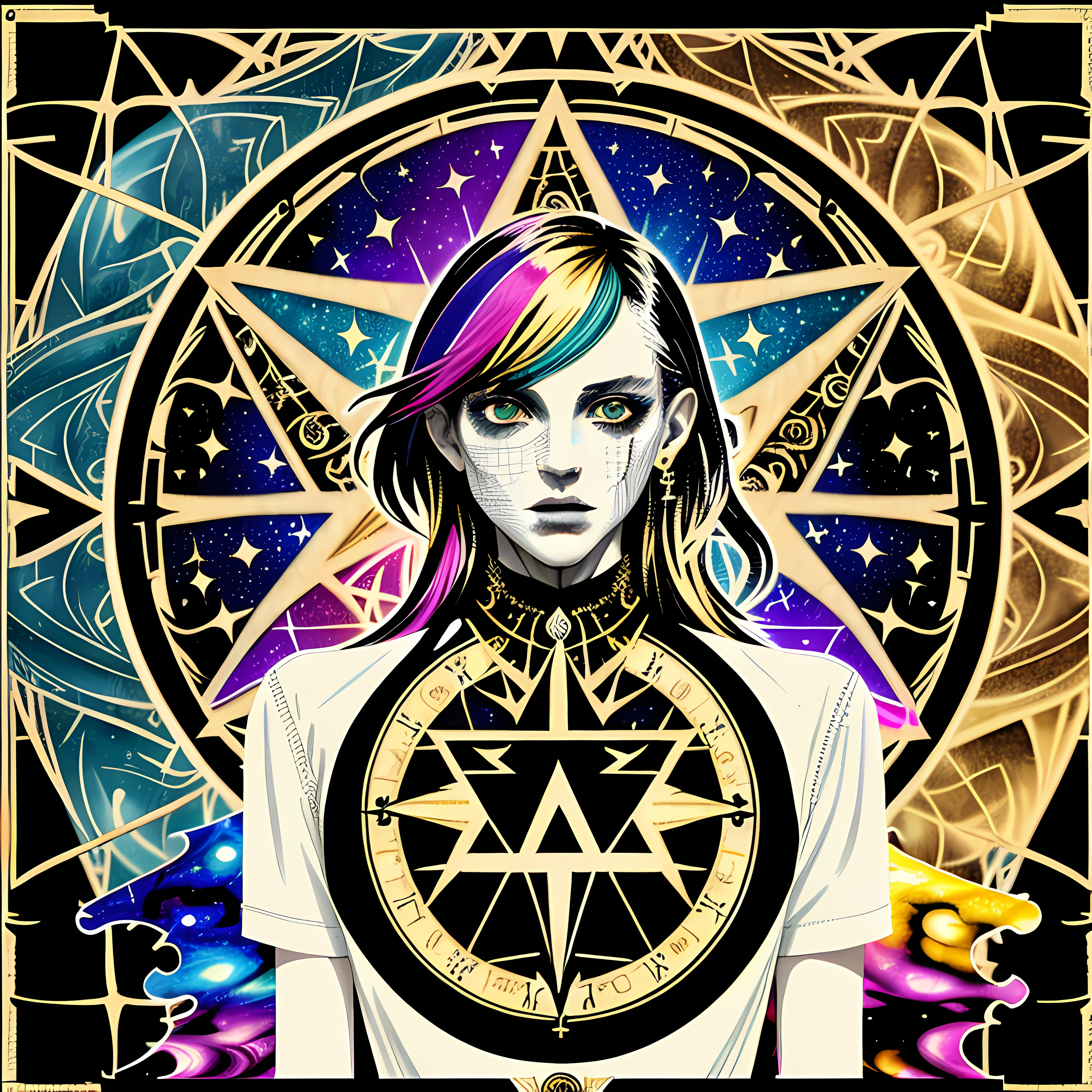 Mystical Tarot Celestial Gold Vol. 199 Graphic Tee Mockup