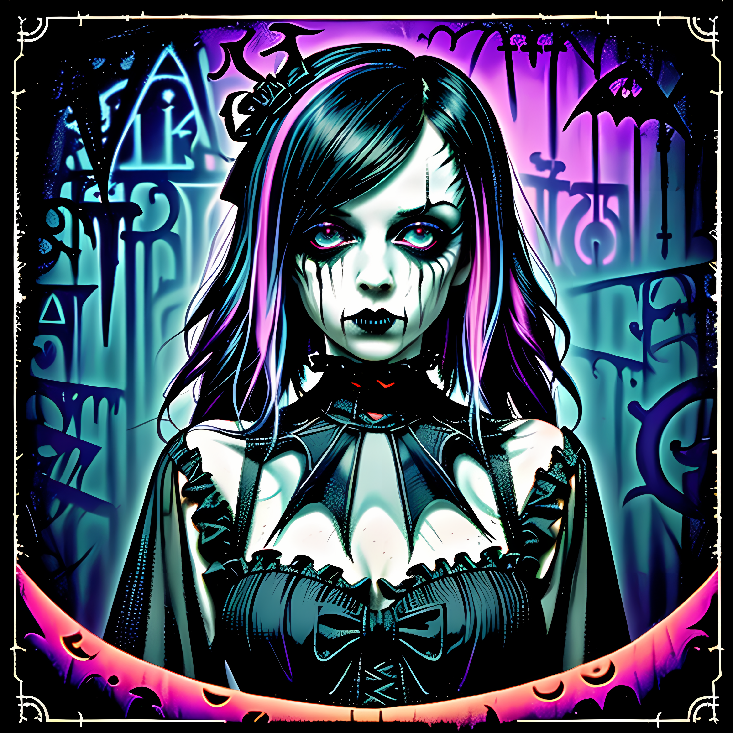 Creepy Cute Pastel Goth Halloween Vol. 201 Wall Canvas Art Mockup