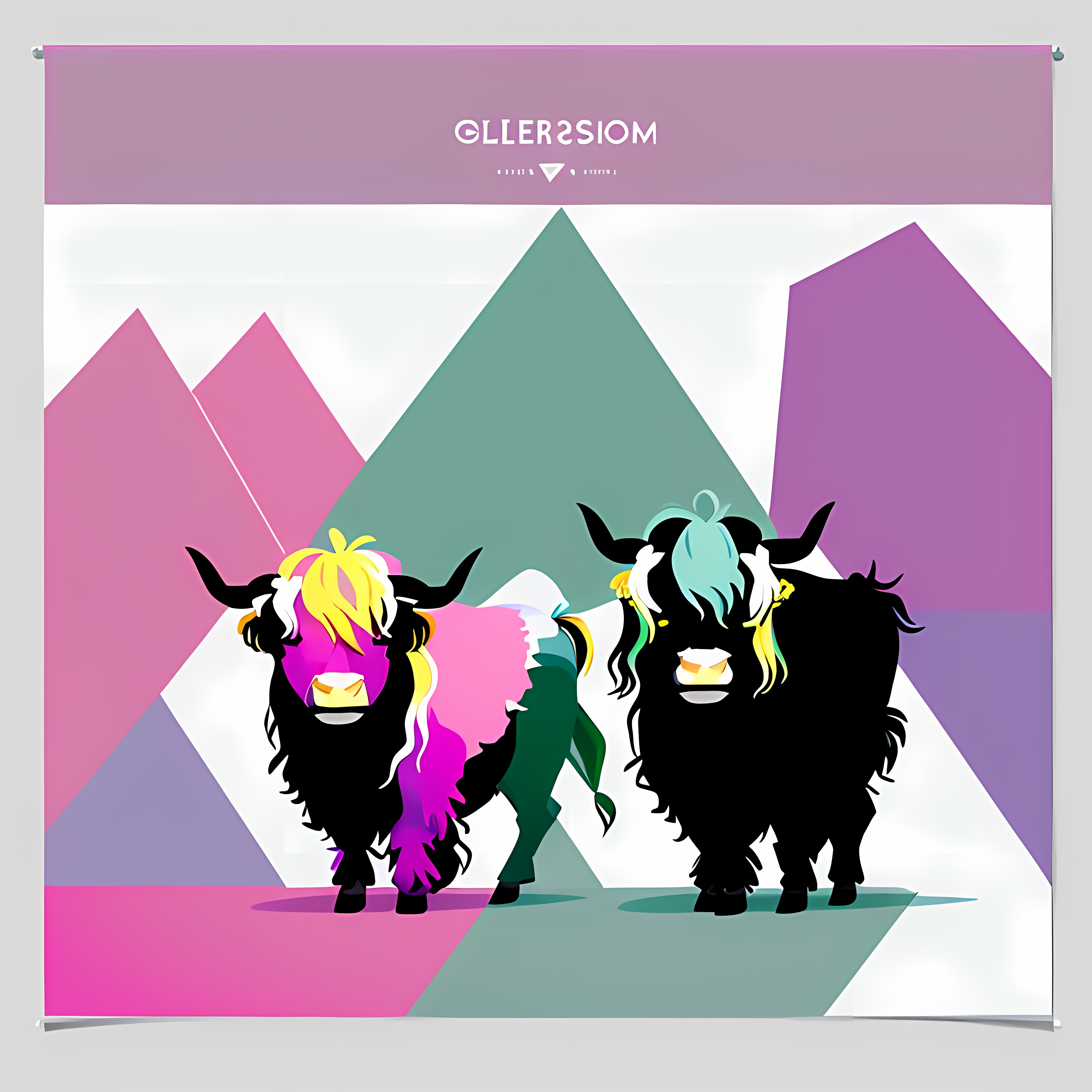 Highland Cows Floral Boho Vol. 206 Wall Canvas Art Mockup