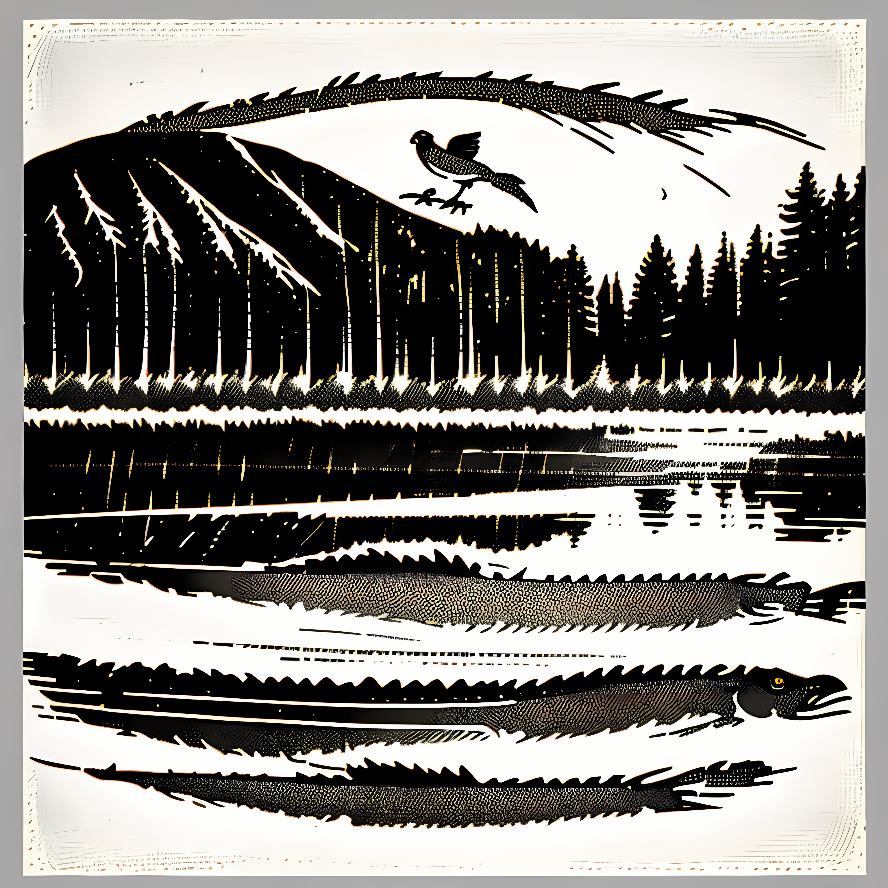 Vintage Trout Rustic Wildlife Vol. 223 Wall Canvas Art Mockup