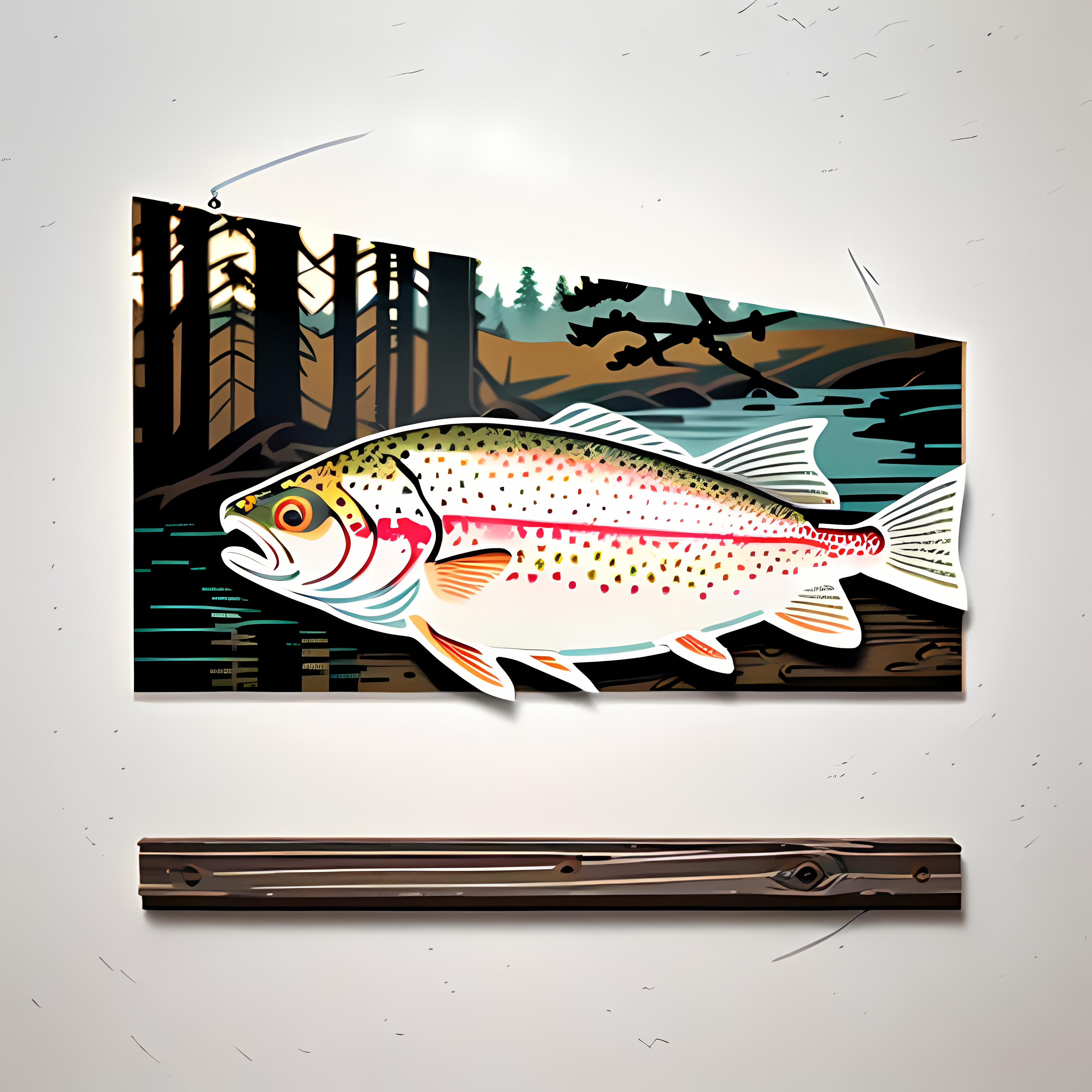 Vintage Trout Rustic Wildlife Vol. 228 Wall Canvas Art Mockup