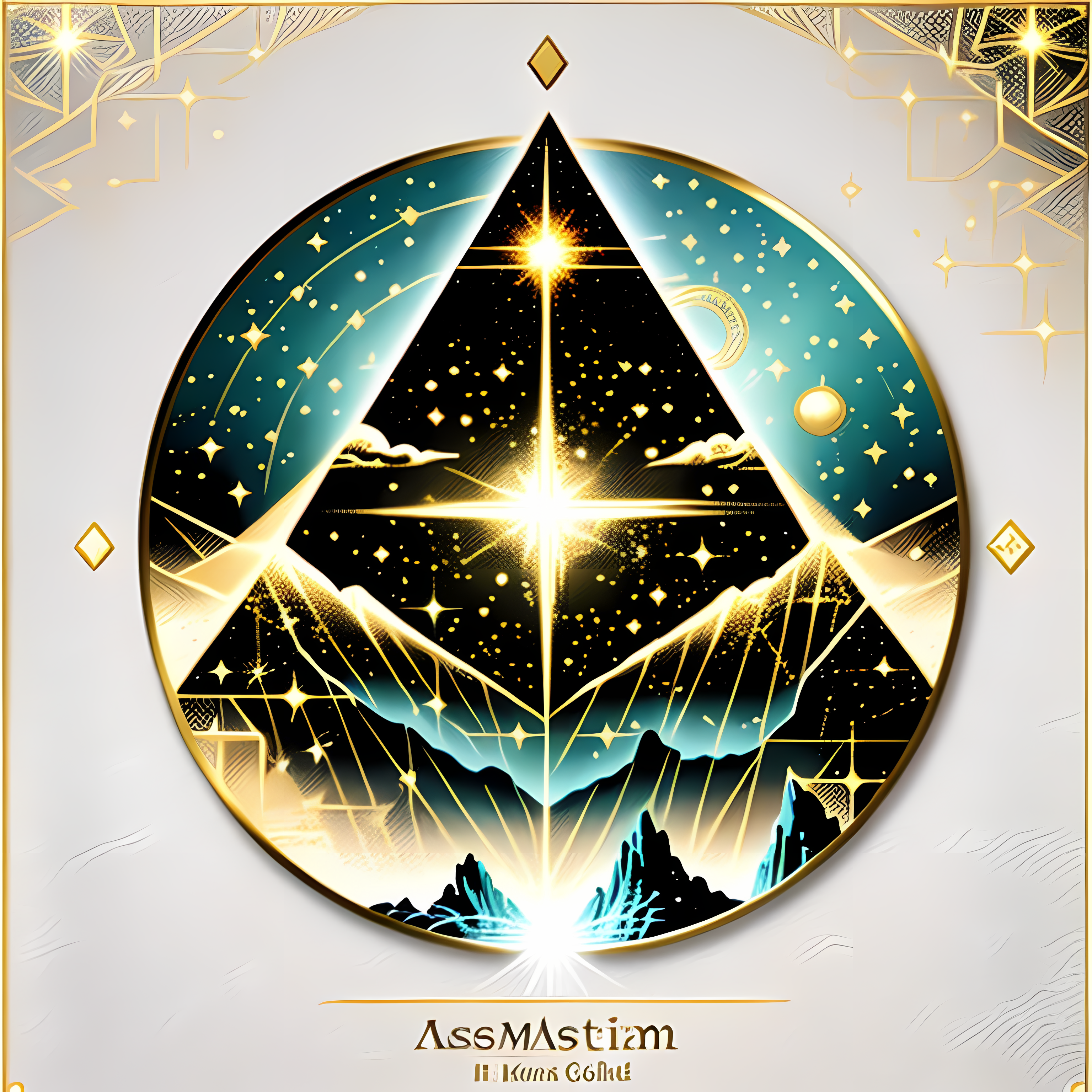 Mystical Tarot Celestial Gold Vol. 229 Wall Canvas Art Mockup