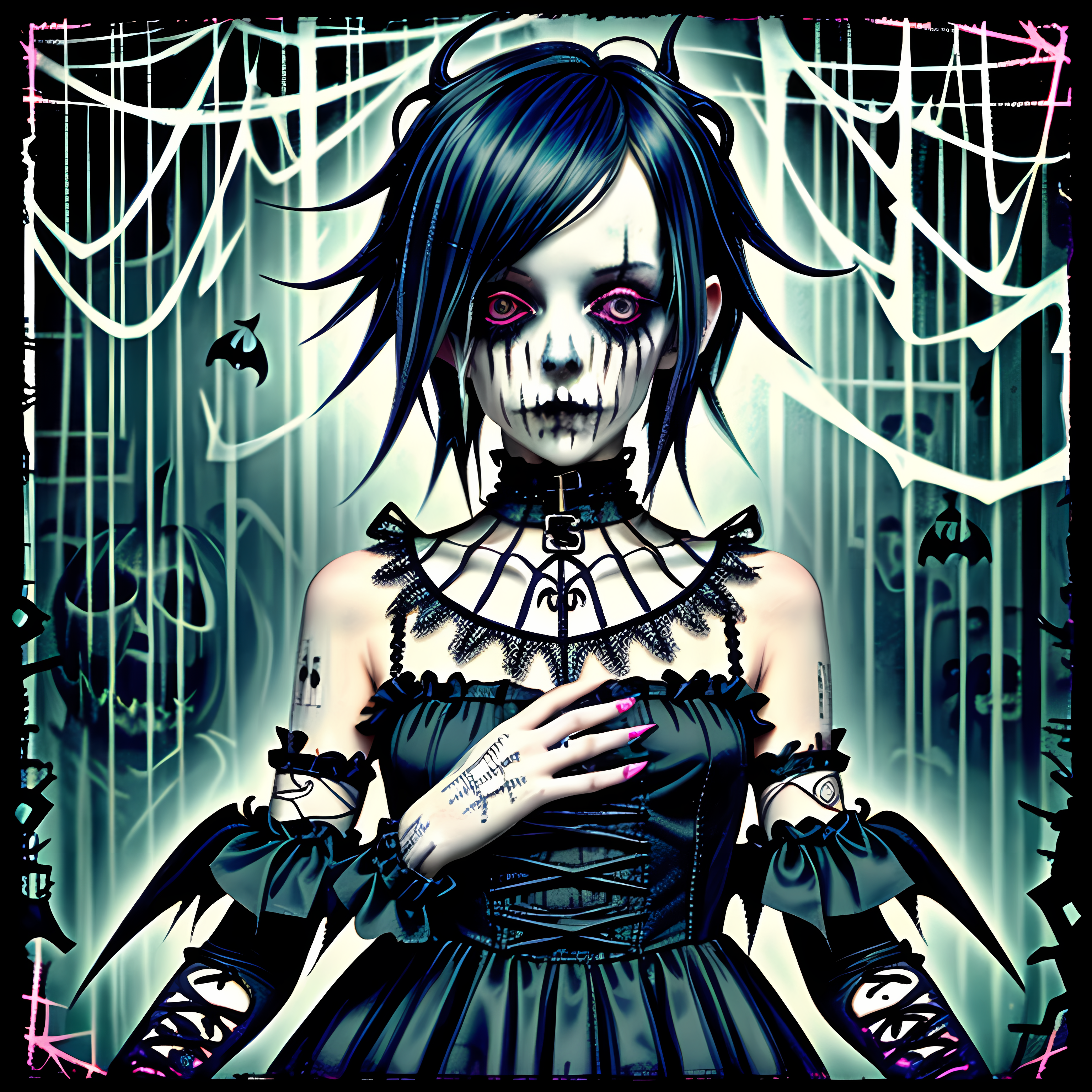 Creepy Cute Pastel Goth Halloween Vol. 236 Wall Canvas Art Mockup