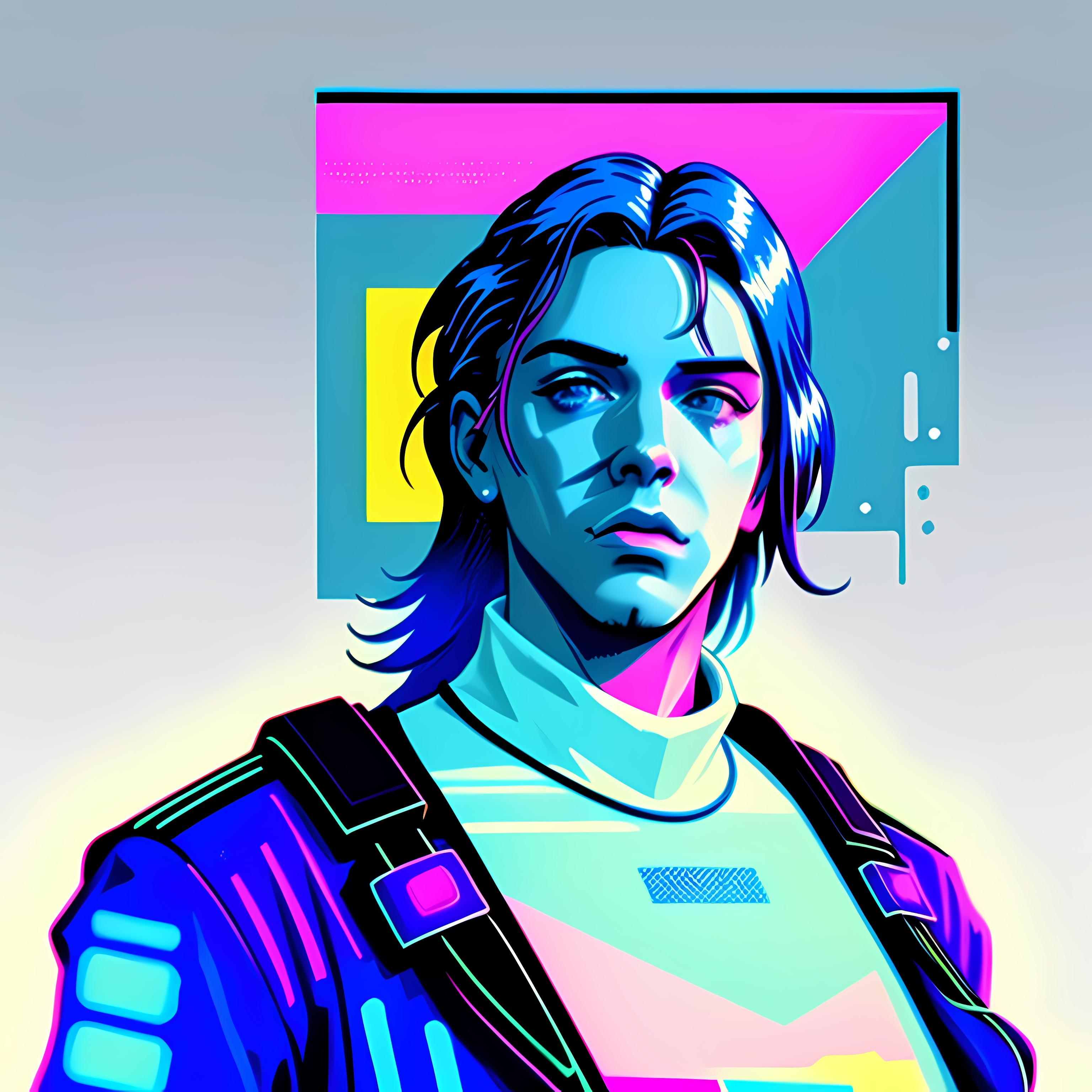 Retro Tech Glitch Vaporwave Vol. 238 Wall Canvas Art Mockup