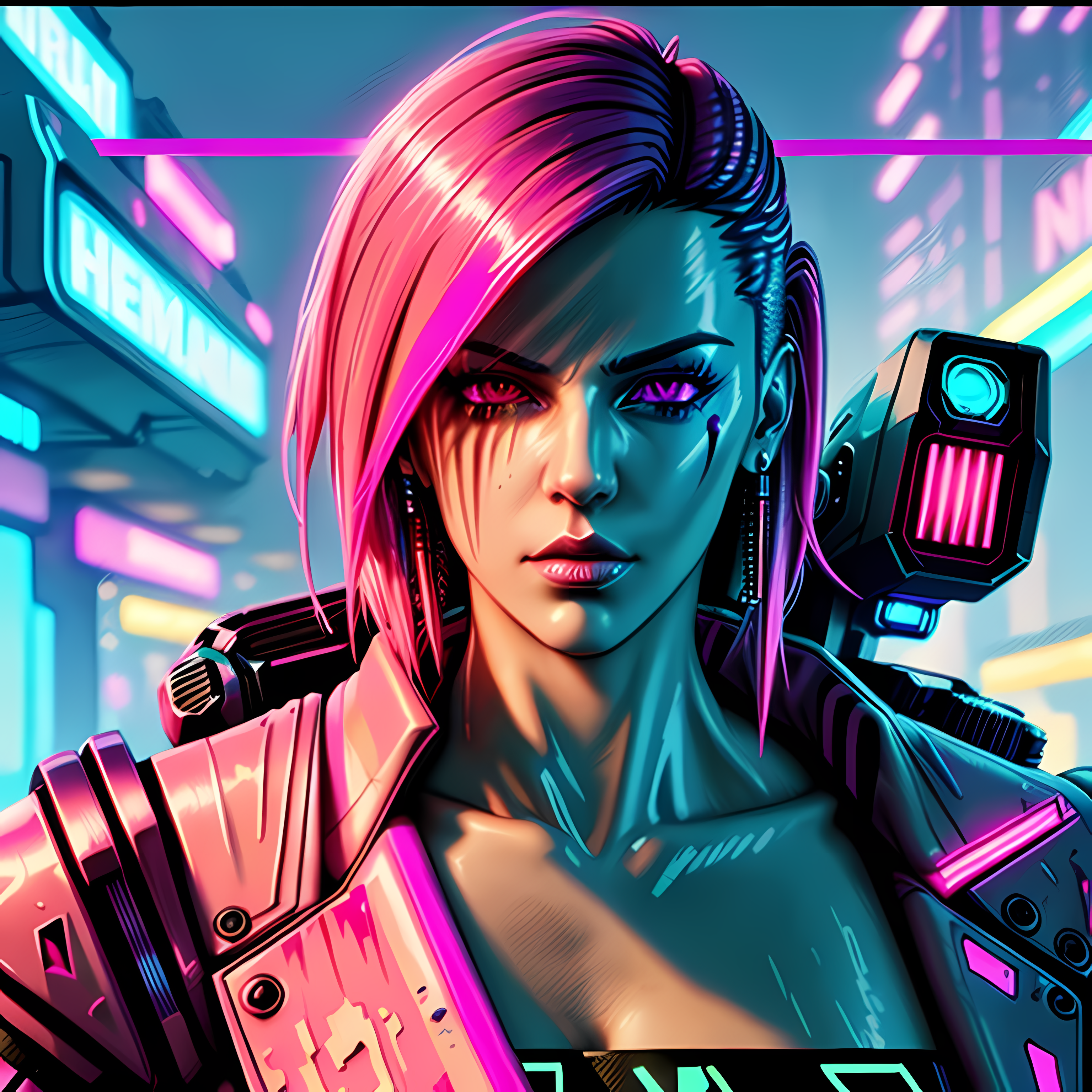 Cyberpunk Neon Synthwave Vol. 240 Wall Canvas Art Mockup