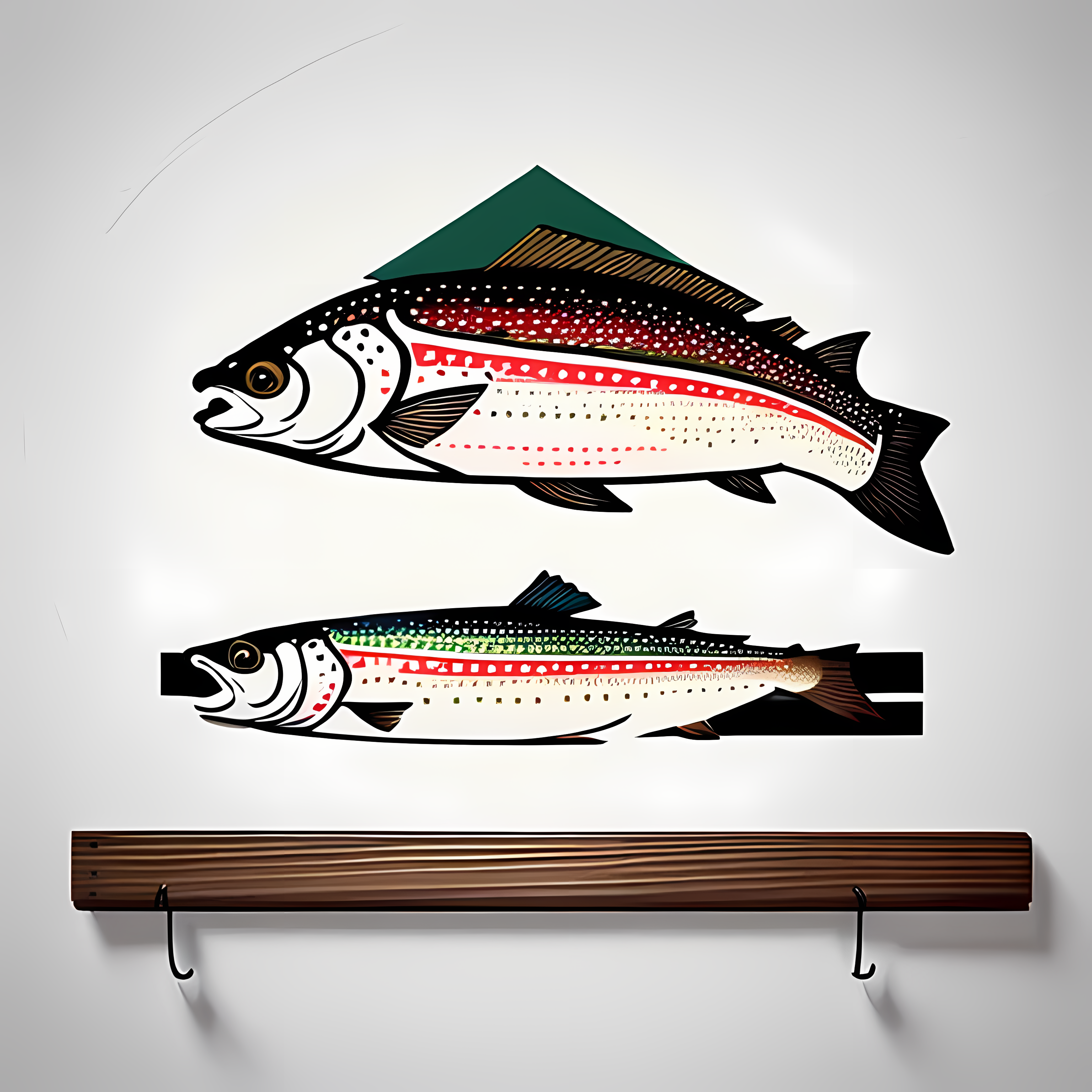 Vintage Trout Rustic Wildlife Vol. 245 Wall Canvas Art Mockup