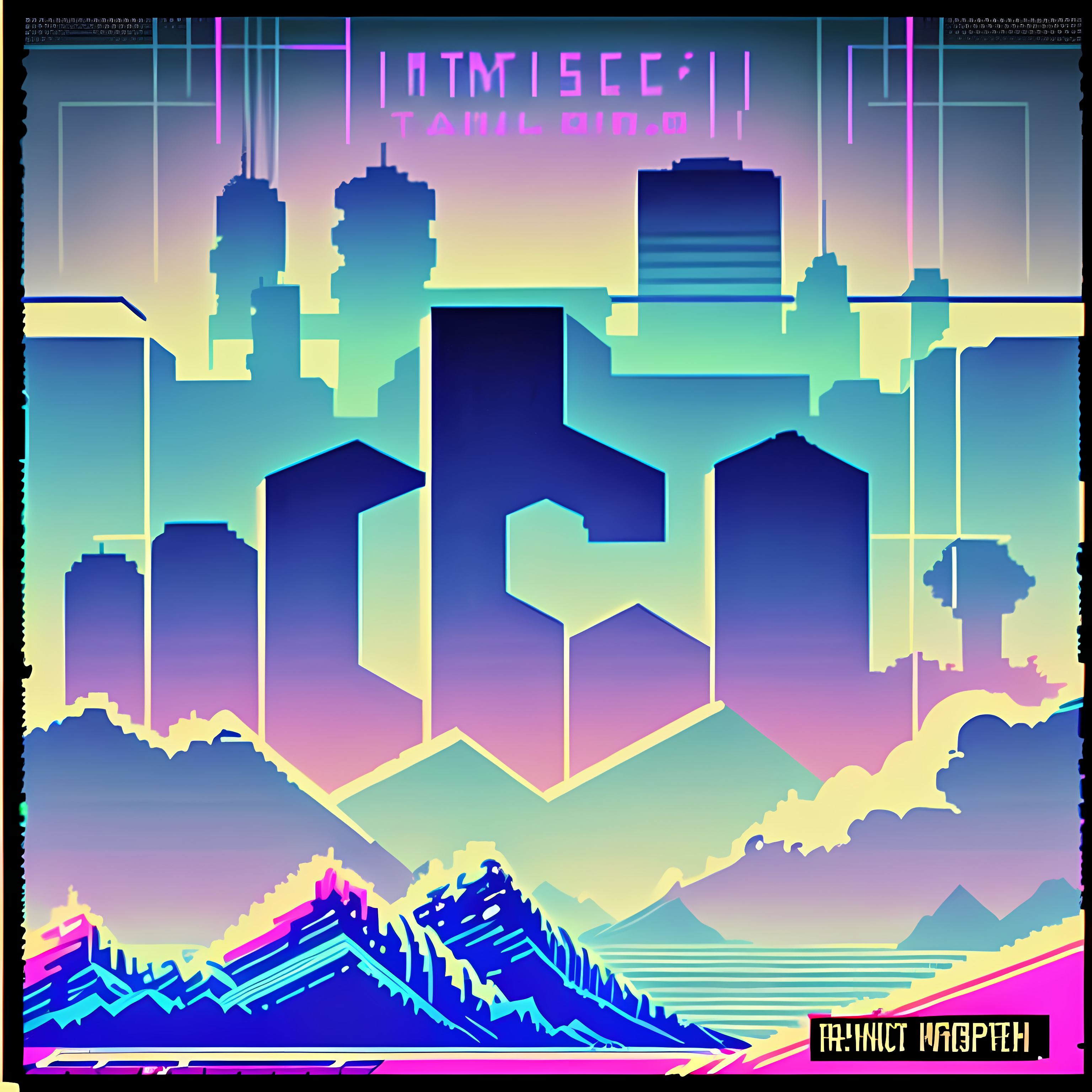 Retro Tech Glitch Vaporwave Vol. 255 Wall Canvas Art Mockup