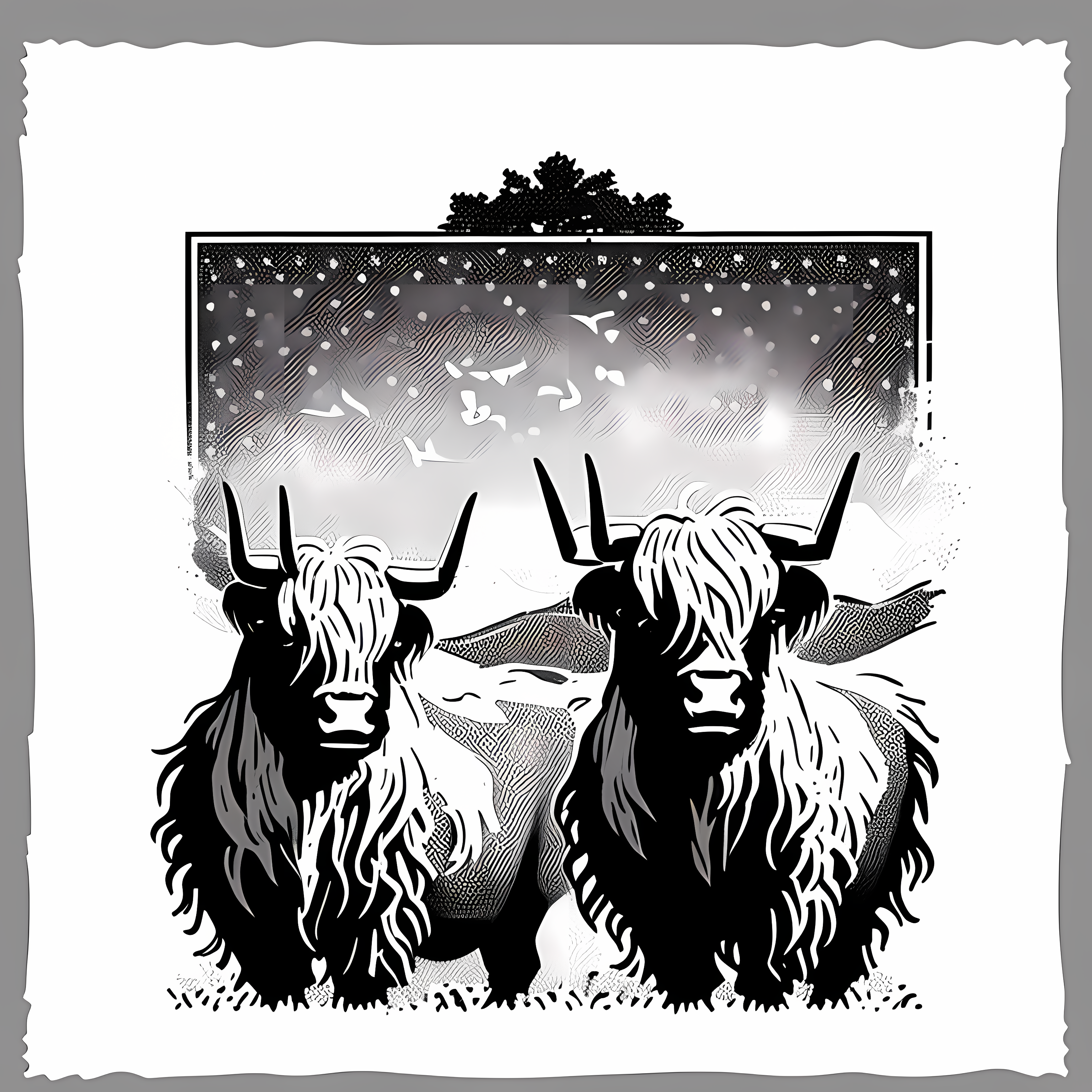 Highland Cows Floral Boho Vol. 264 Wall Canvas Art Mockup
