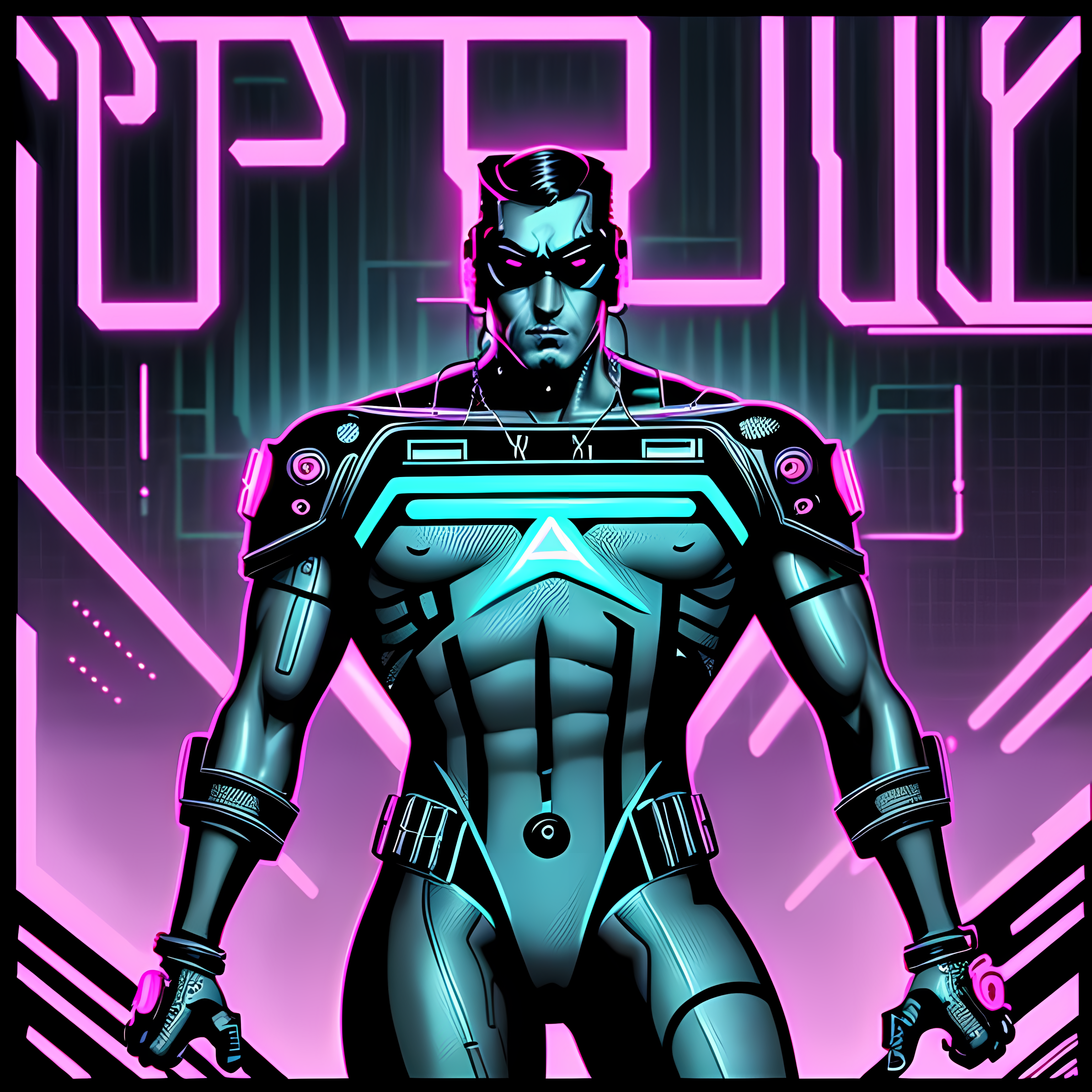 Cyberpunk Neon Synthwave Vol. 266 Wall Canvas Art Mockup