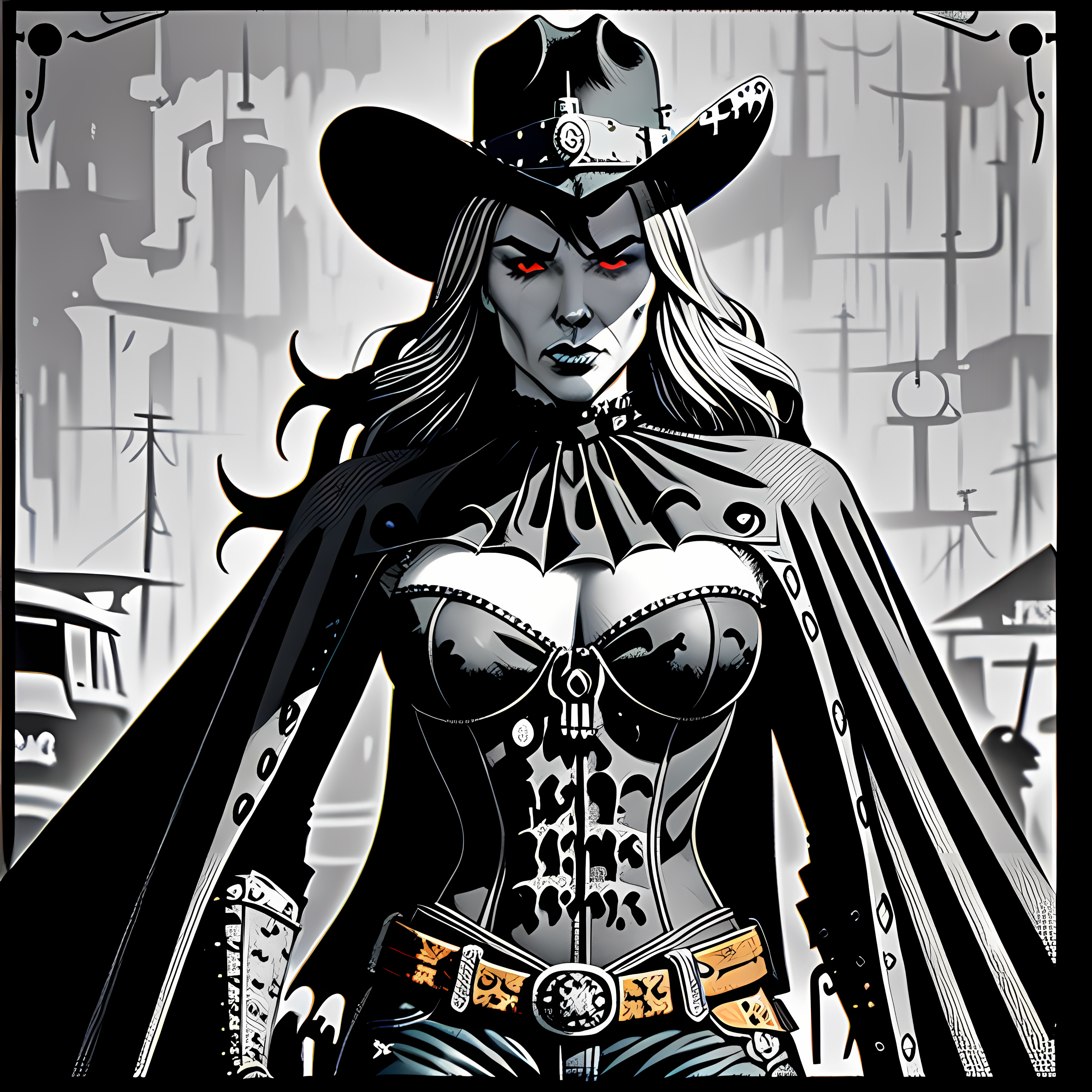 Western Gothic Outlaw Skulls Vol. 270 Wall Canvas Art Mockup
