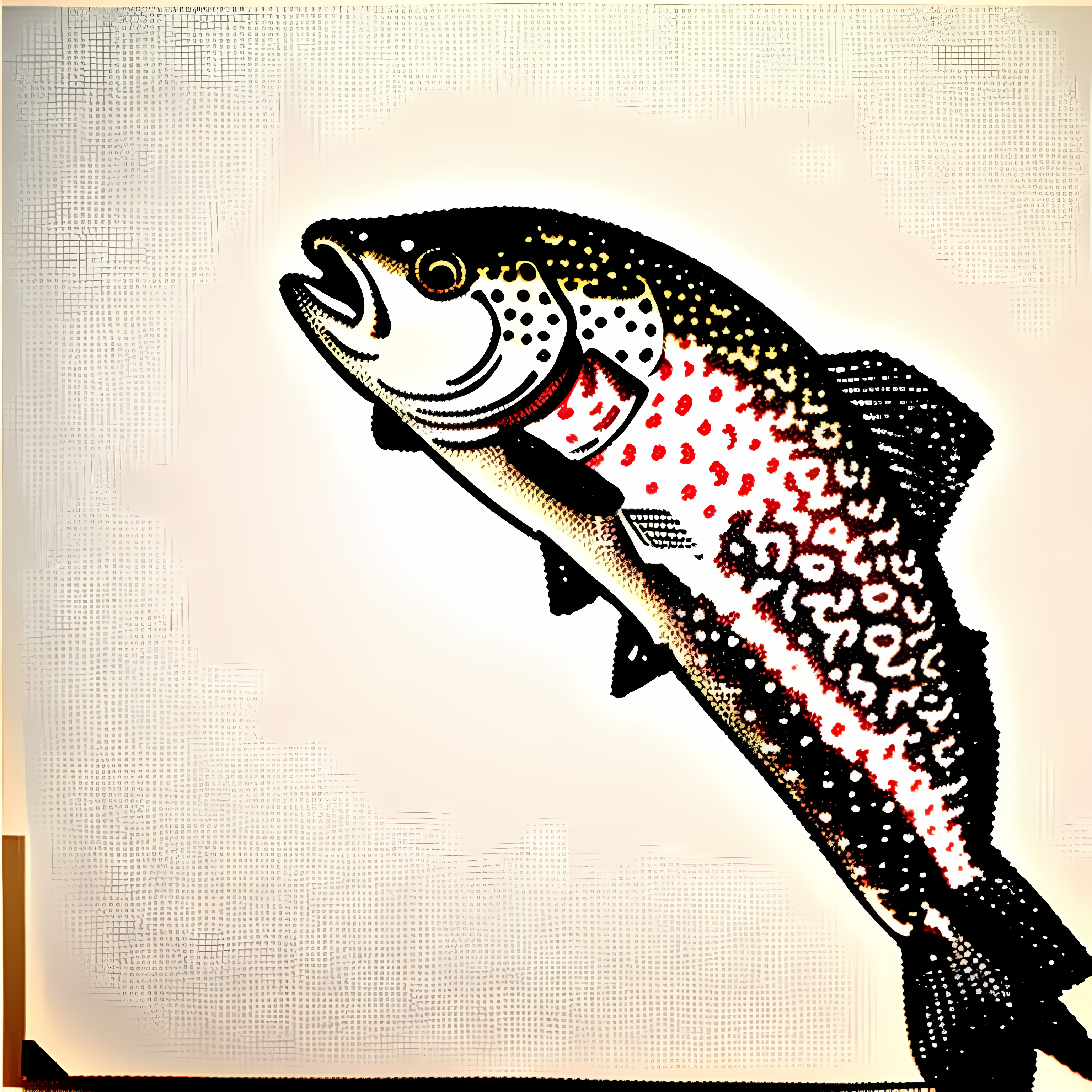 Vintage Trout Rustic Wildlife Vol. 276 Wall Canvas Art Mockup