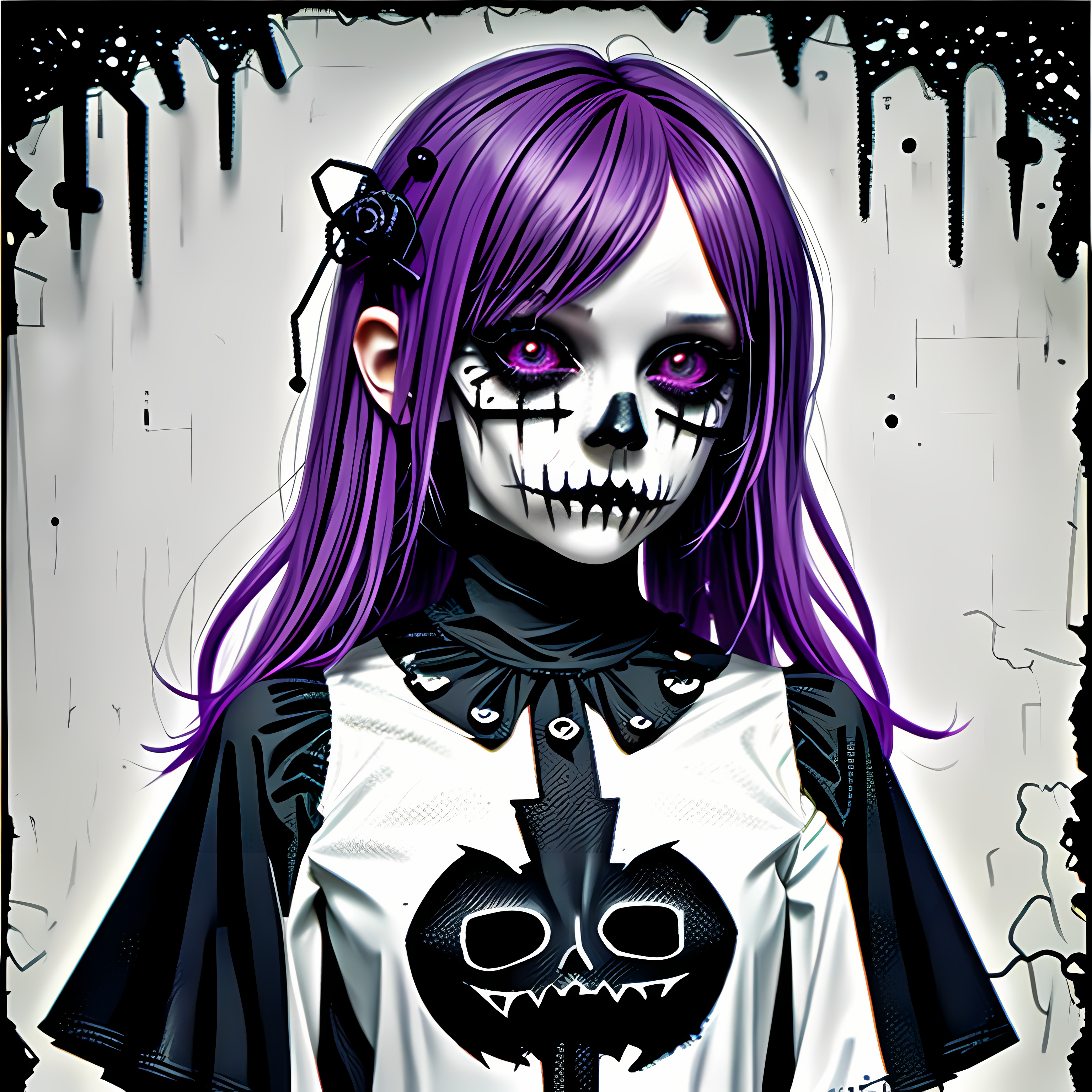 Creepy Cute Pastel Goth Halloween Vol. 277 Wall Canvas Art Mockup