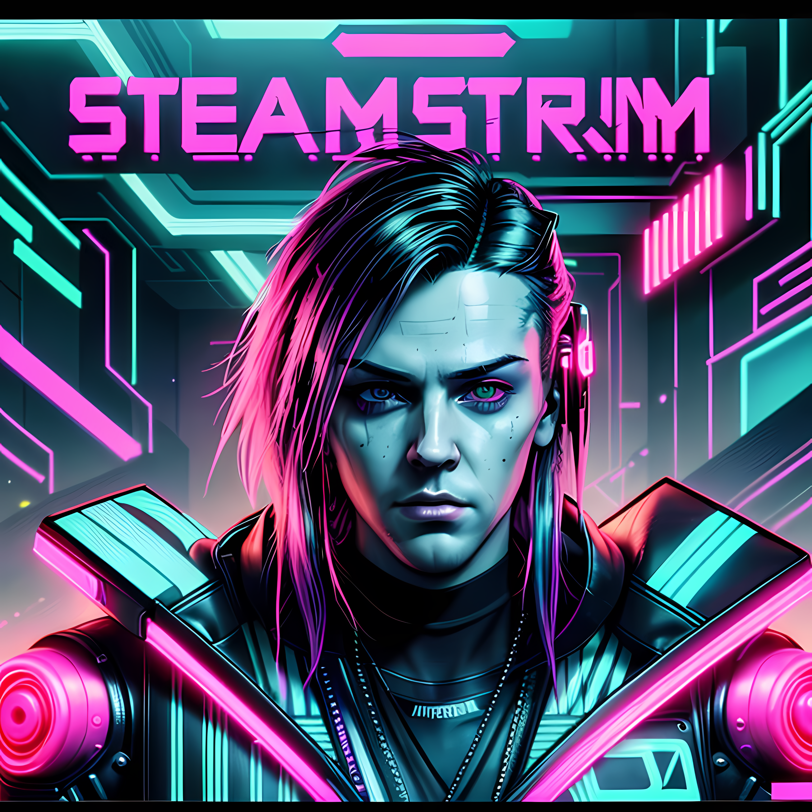 Cyberpunk Neon Synthwave Vol. 278 Wall Canvas Art Mockup