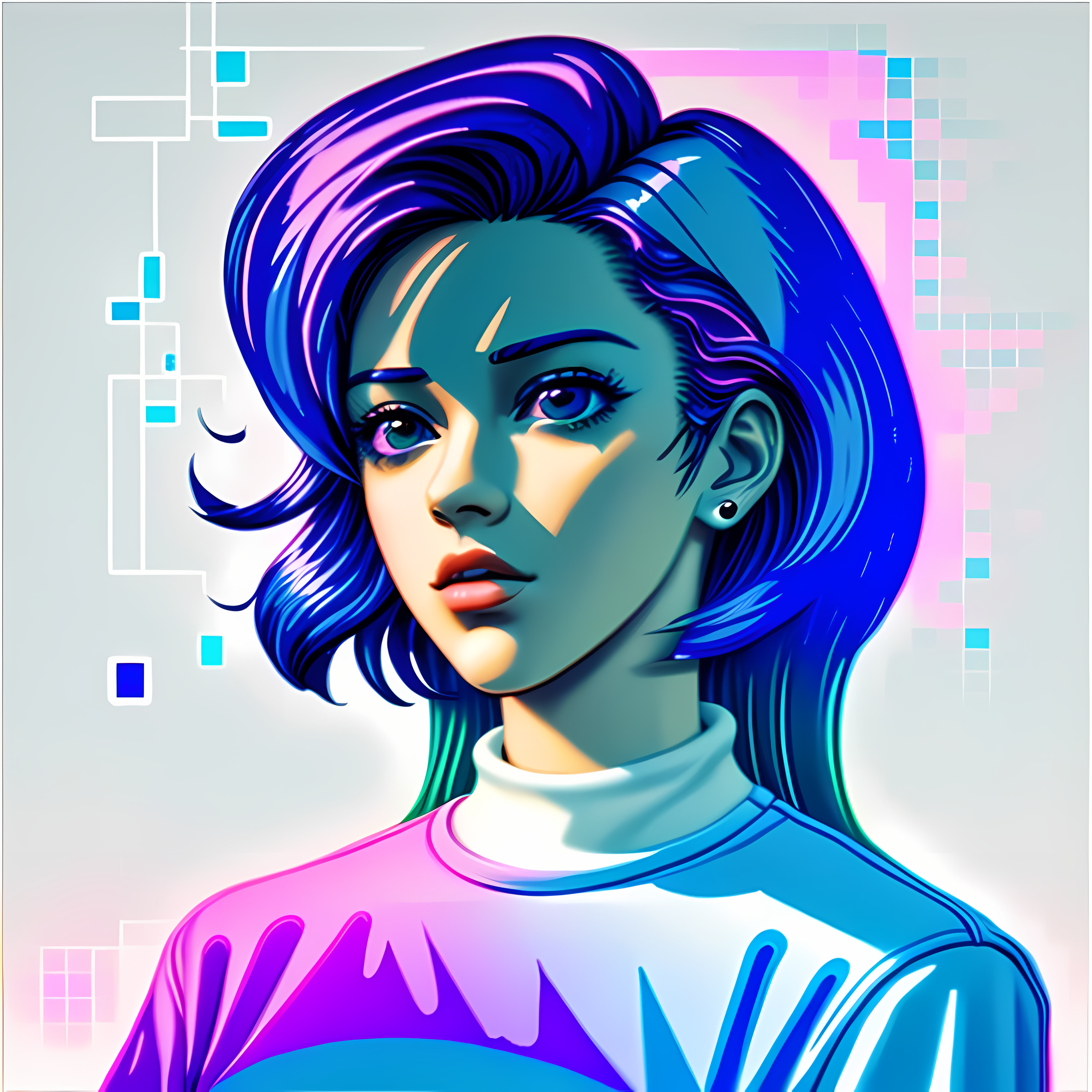 Retro Tech Glitch Vaporwave Vol. 286 Wall Canvas Art Mockup