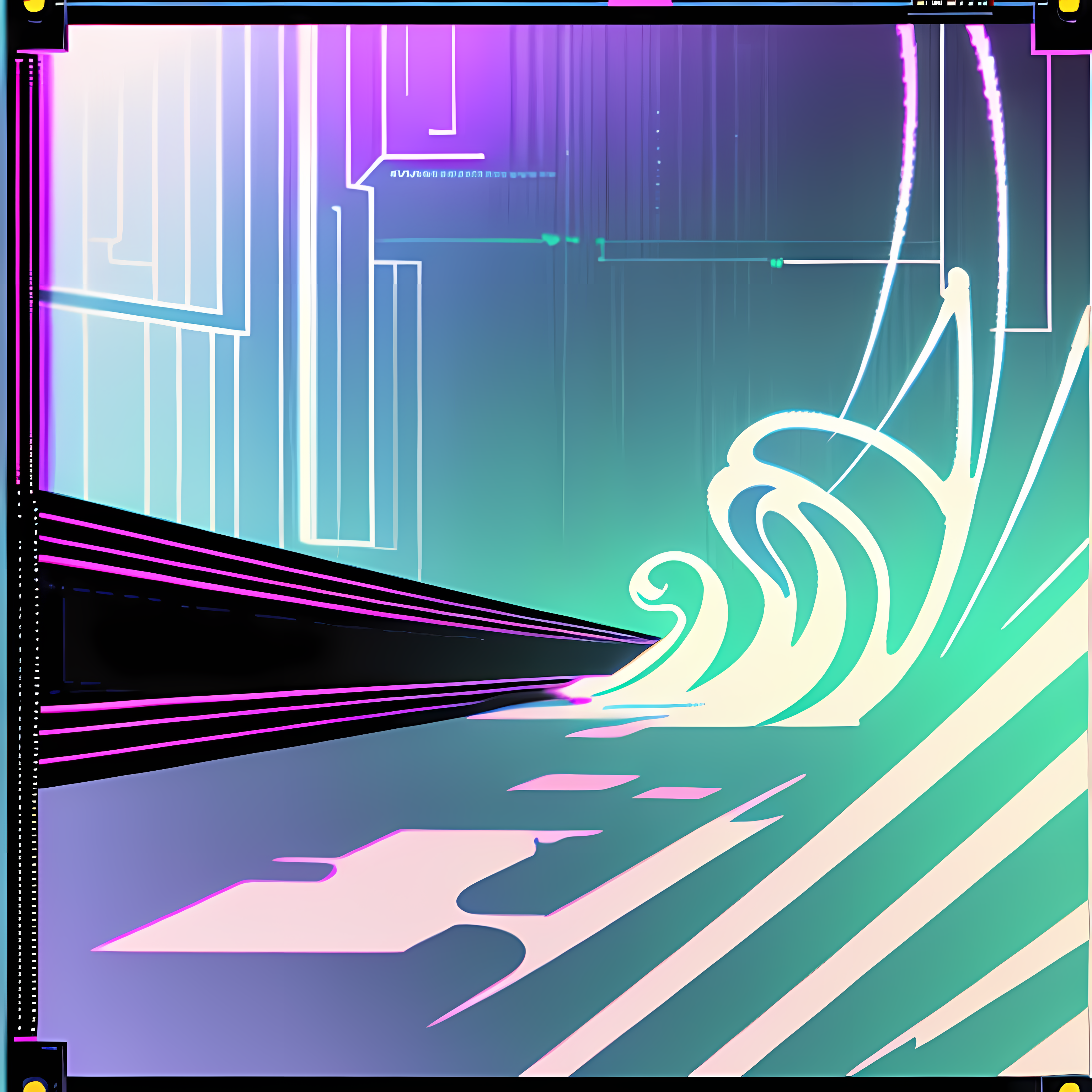 Retro Tech Glitch Vaporwave Vol. 291 Wall Canvas Art Mockup