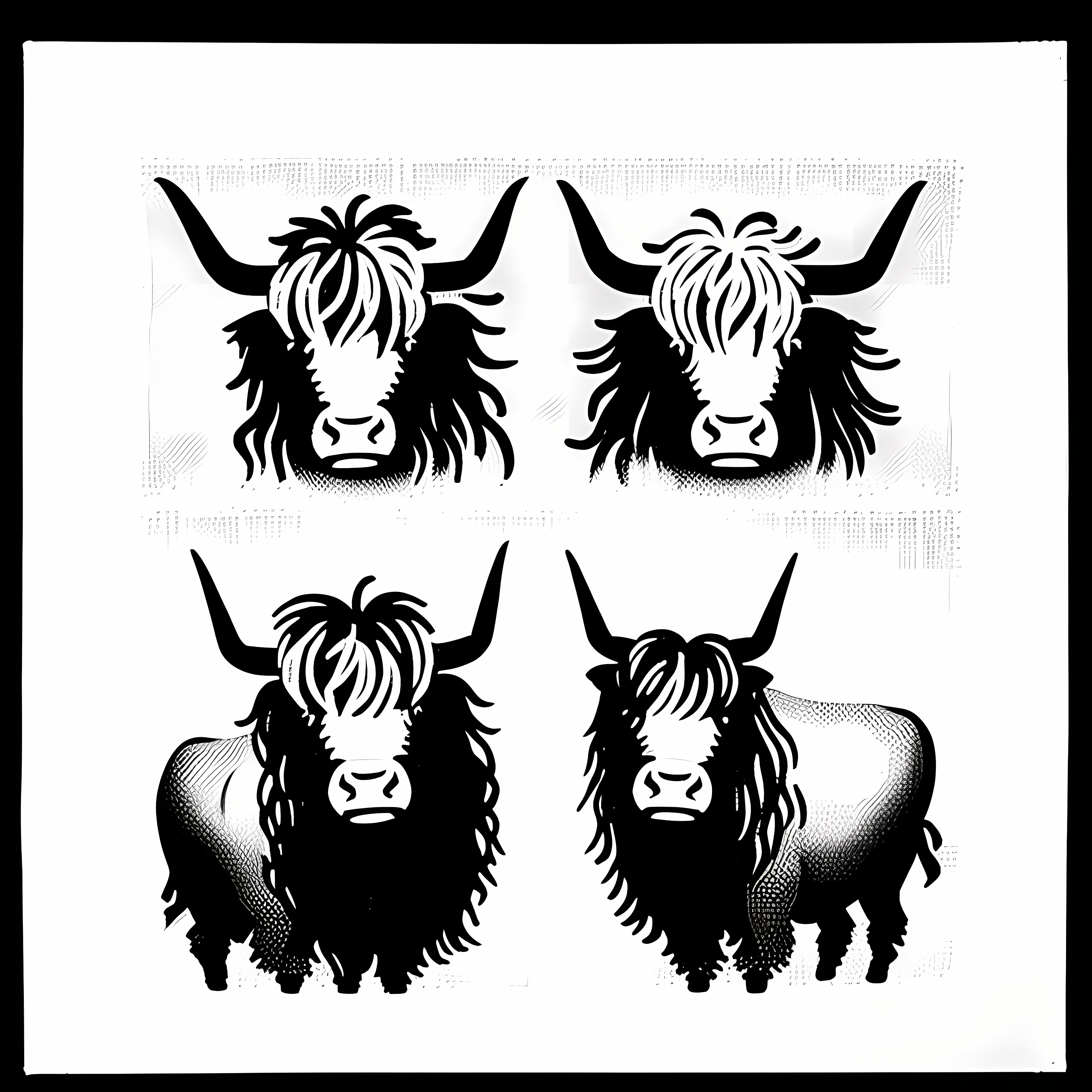 Highland Cows Floral Boho Vol. 294 Wall Canvas Art Mockup