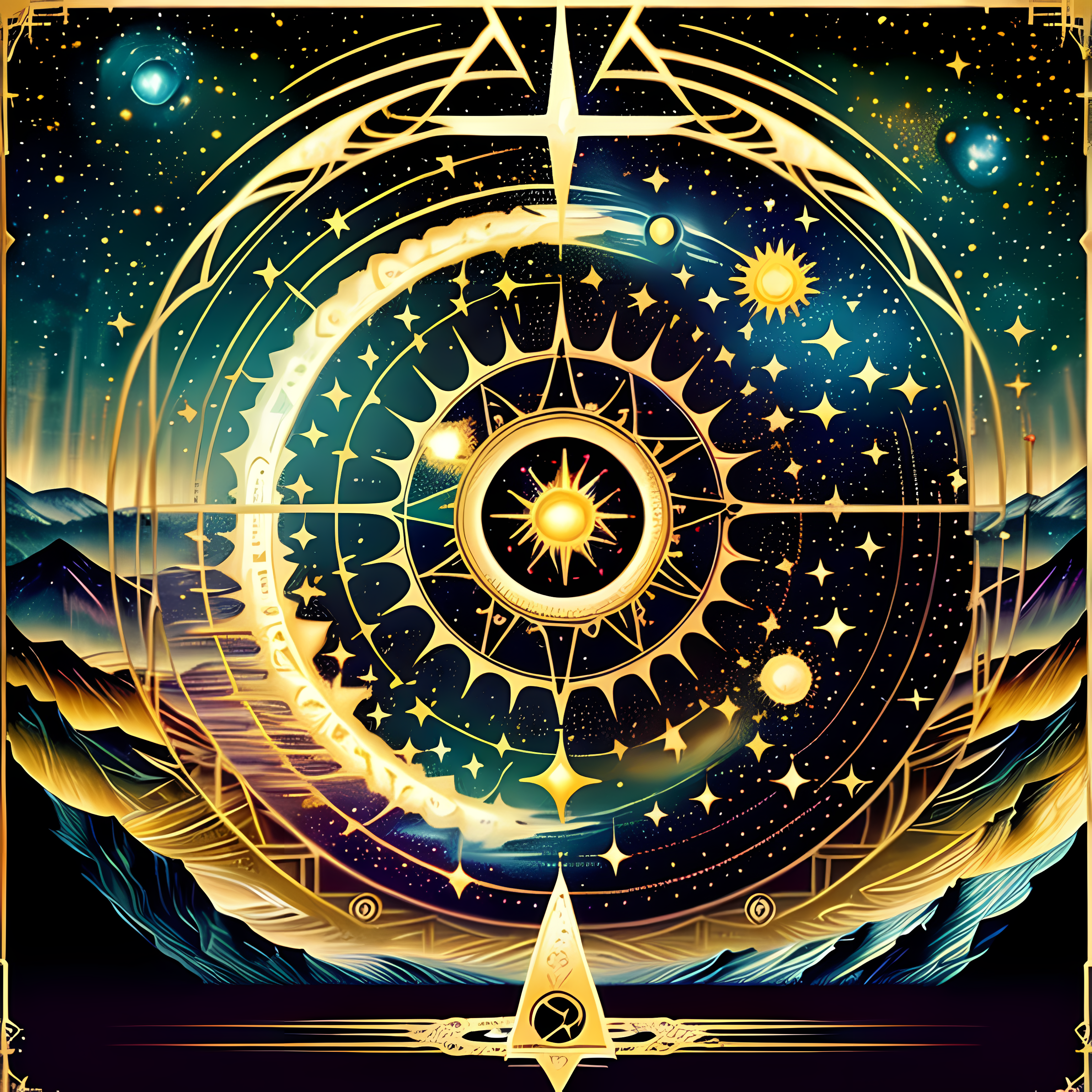 Mystical Tarot Celestial Gold Vol. 300 Wall Canvas Art Mockup
